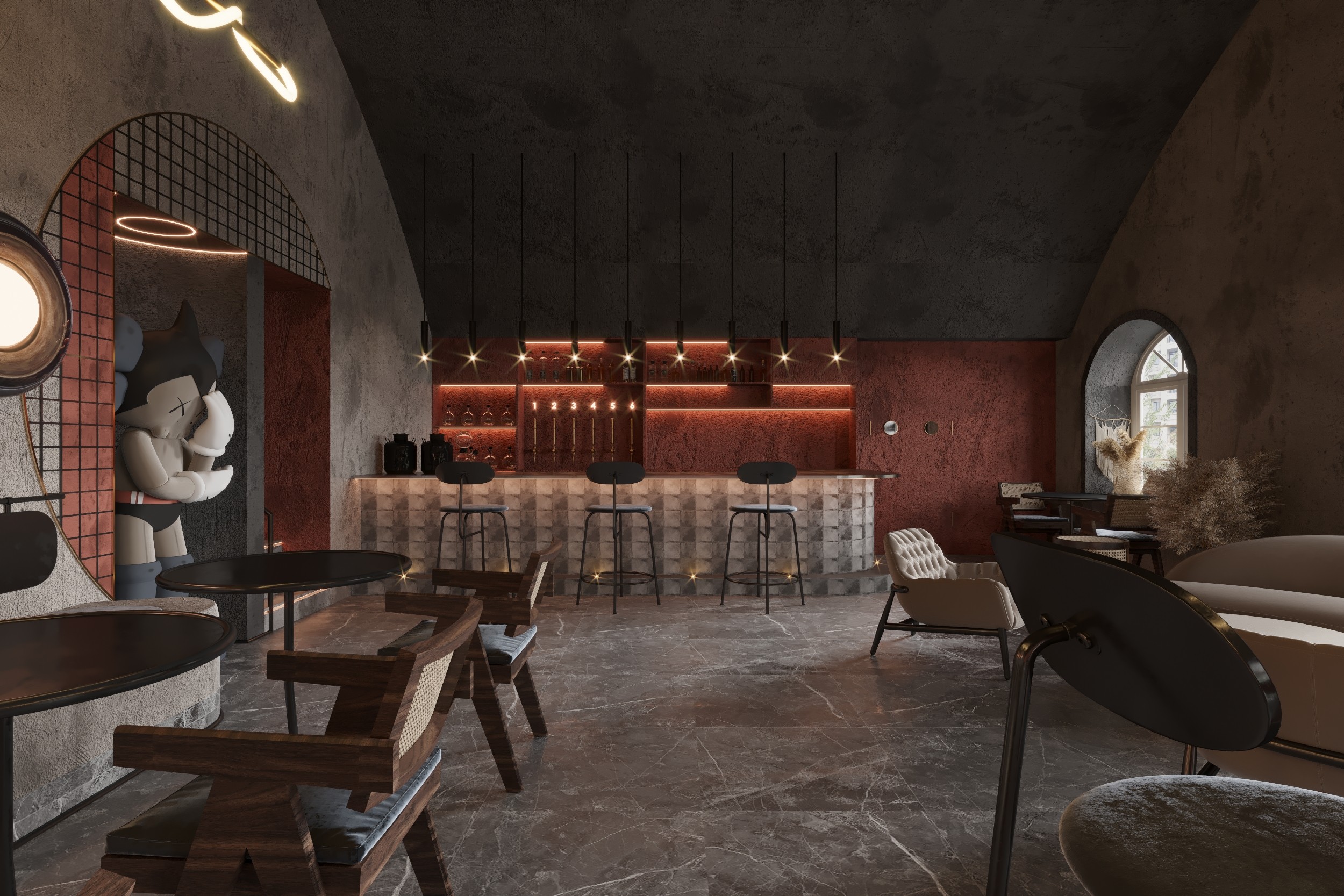 工业风酒吧咖啡厅 3d模型下载