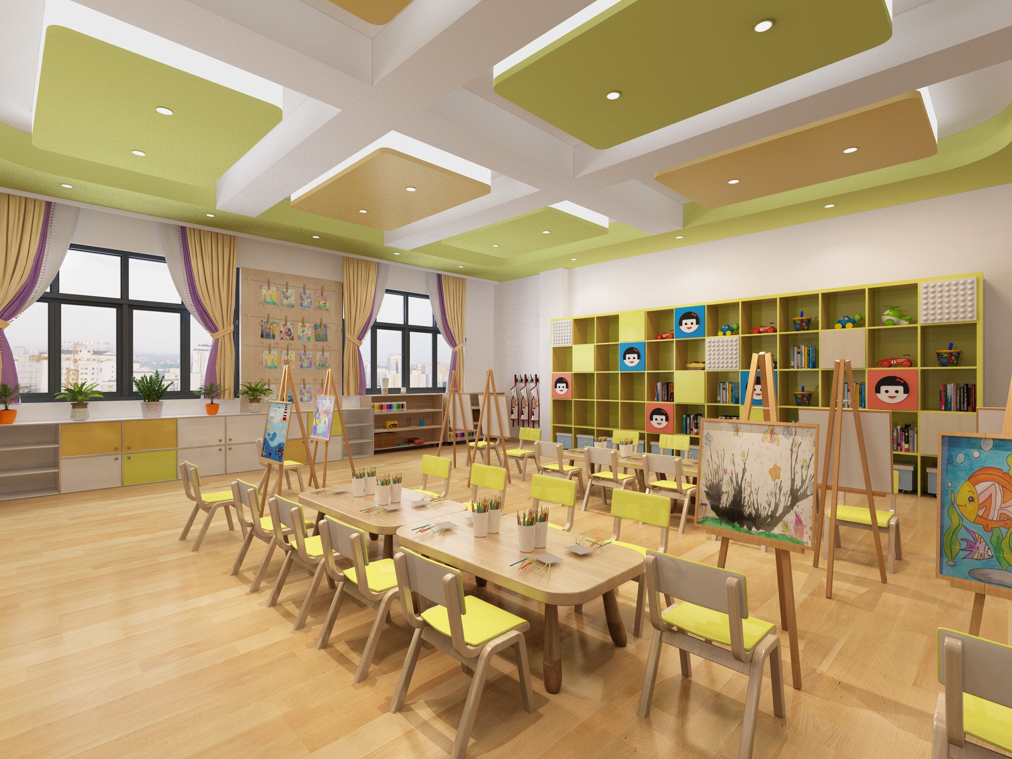 现代幼儿园美工室烘焙室3d模型下载