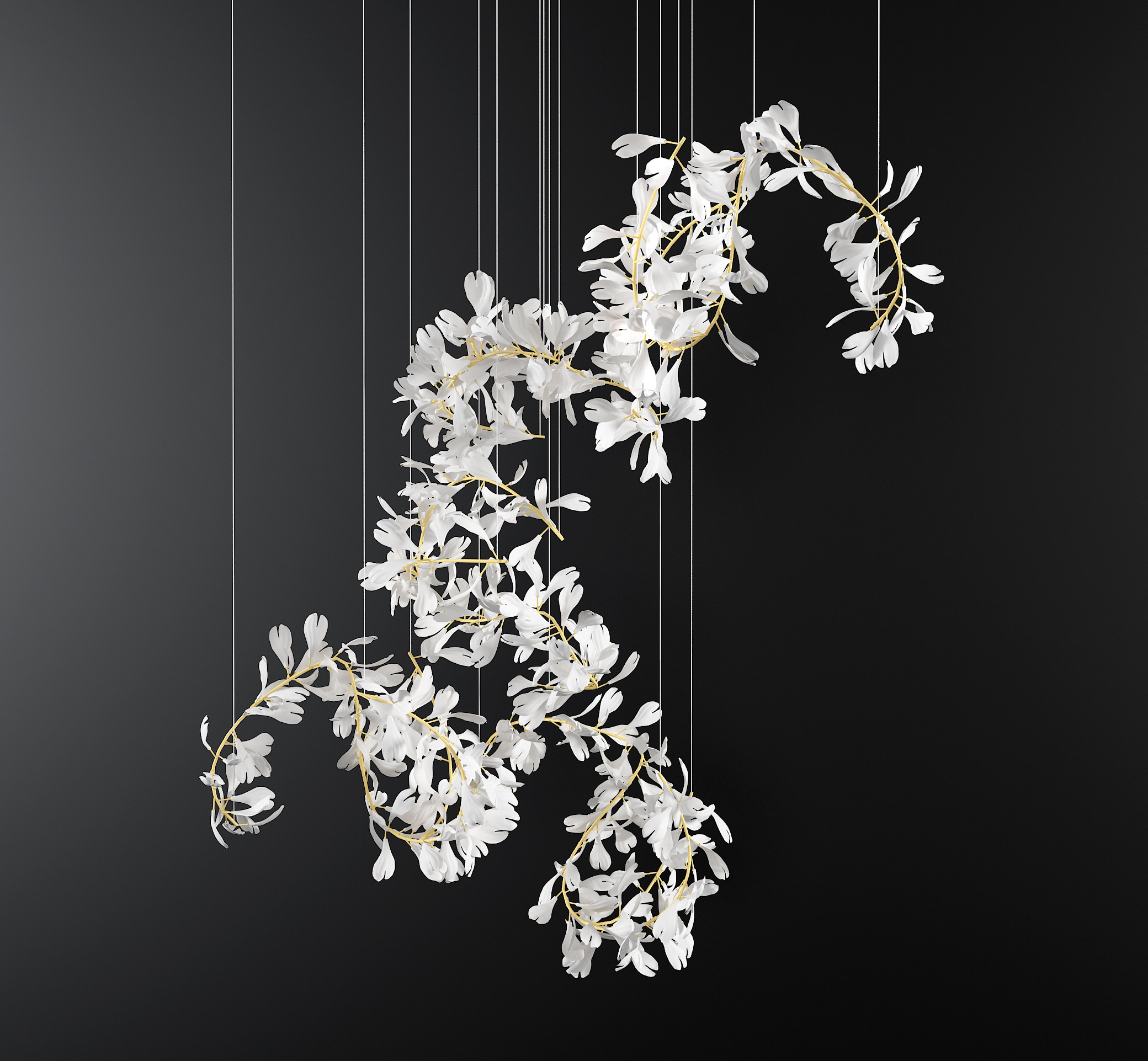 现代花瓣装饰吊灯3d模型下载