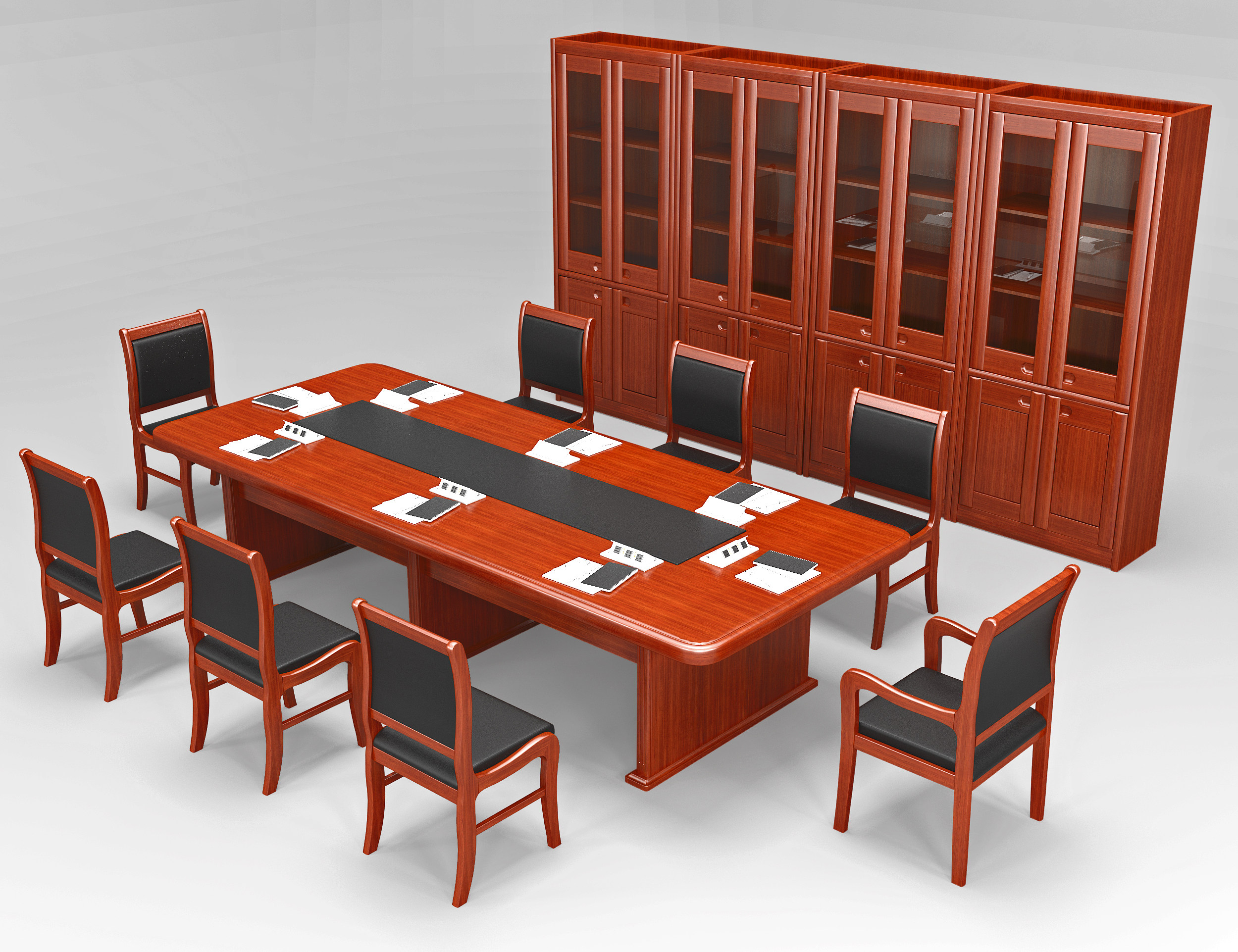 新中式会议室文件柜 会议桌椅3d模型下载