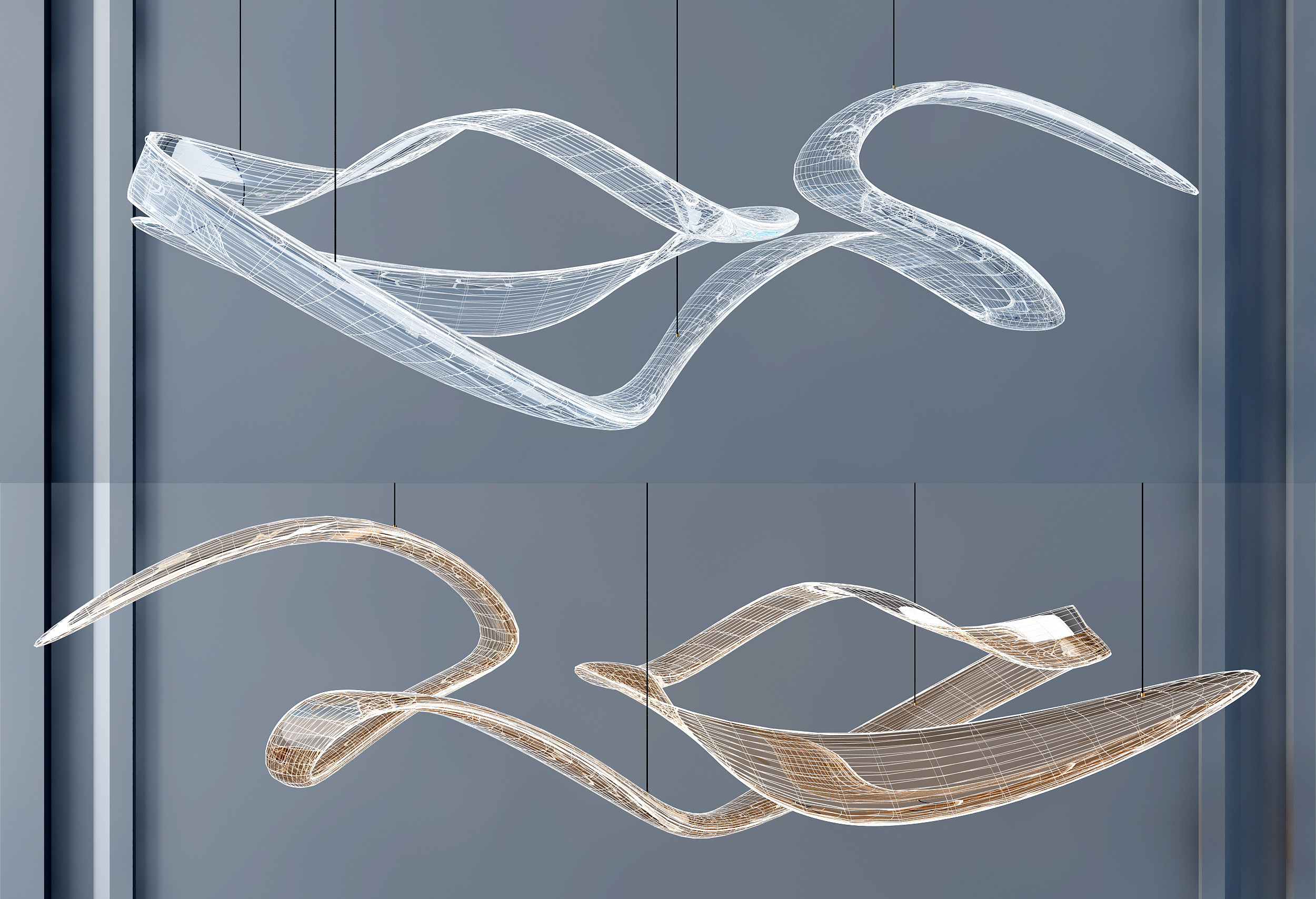 现代异形水晶艺术吊灯 3d模型下载