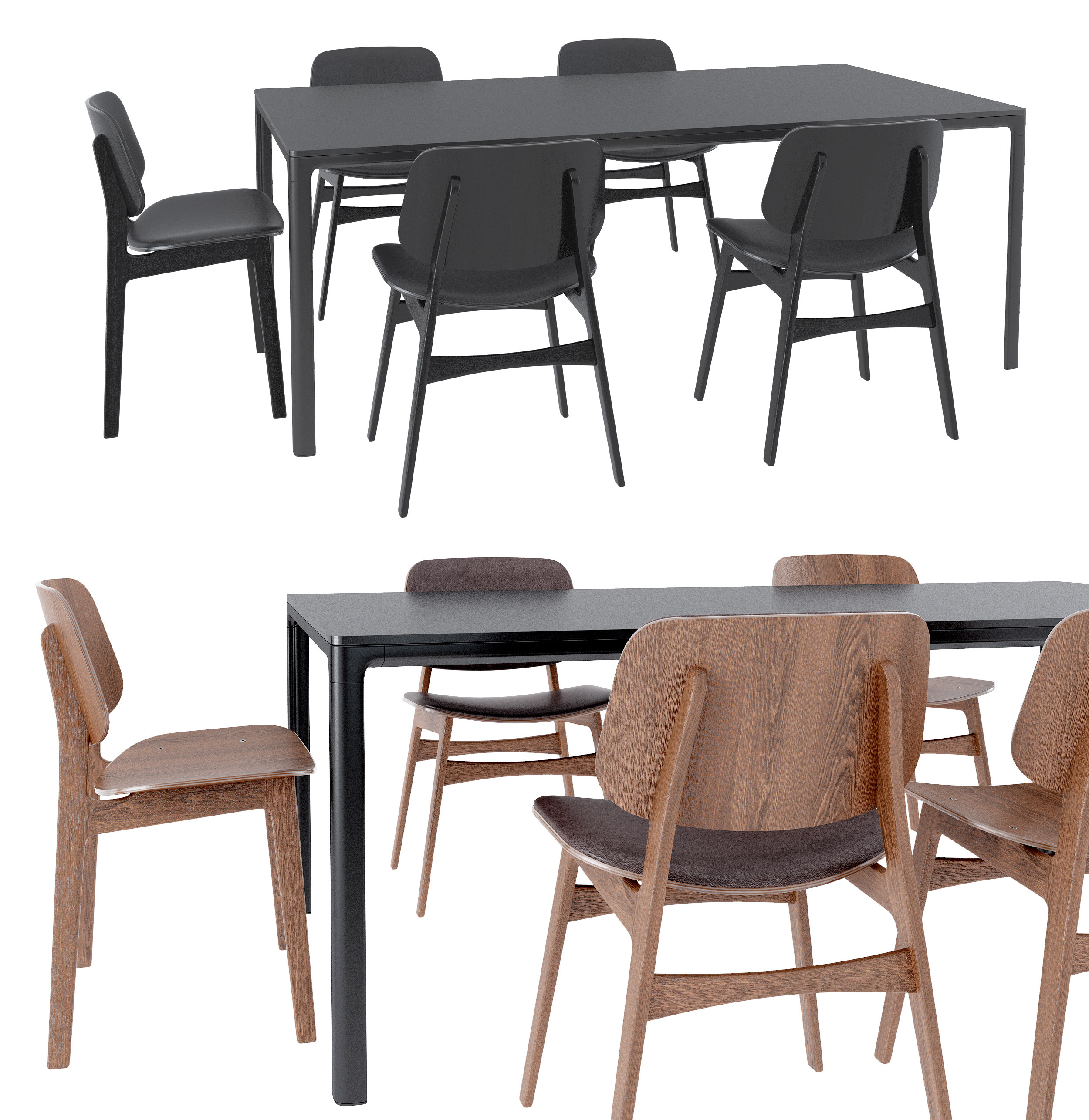 现代餐桌餐椅组合3d模型下载