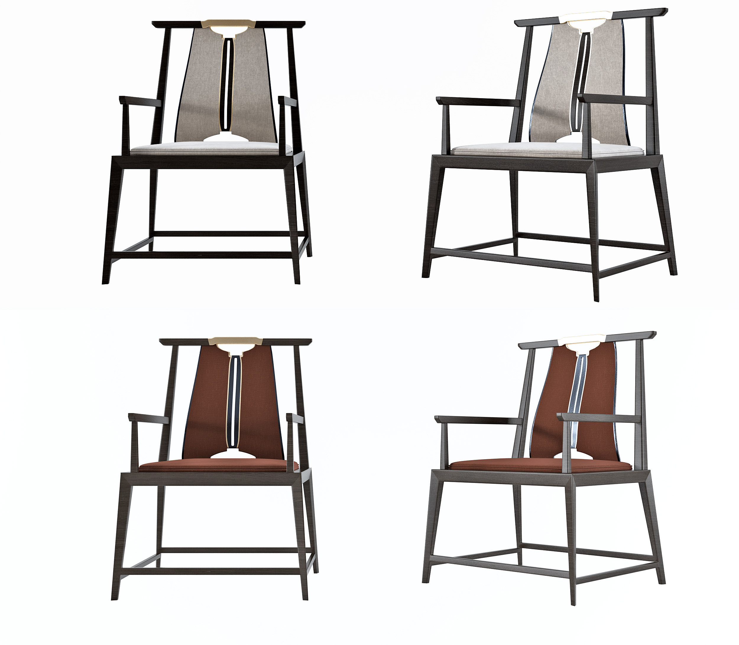 新中式实木单椅 3d模型下载