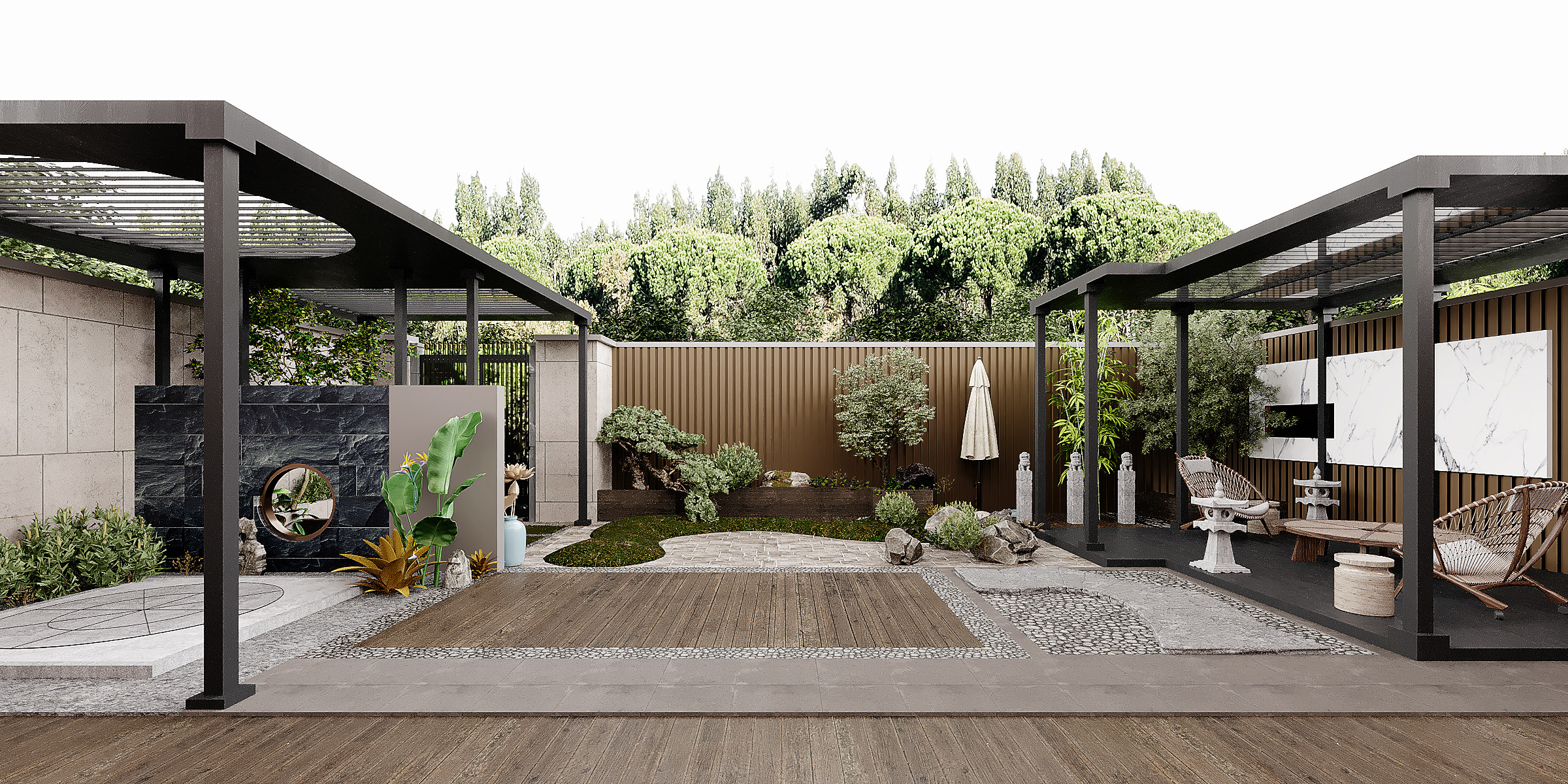 现代庭院景观花园凉亭 3d模型下载