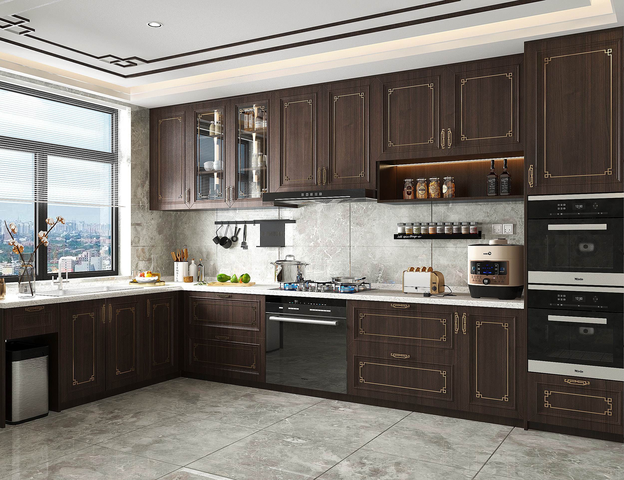 新中式家居厨房 3d模型下载
