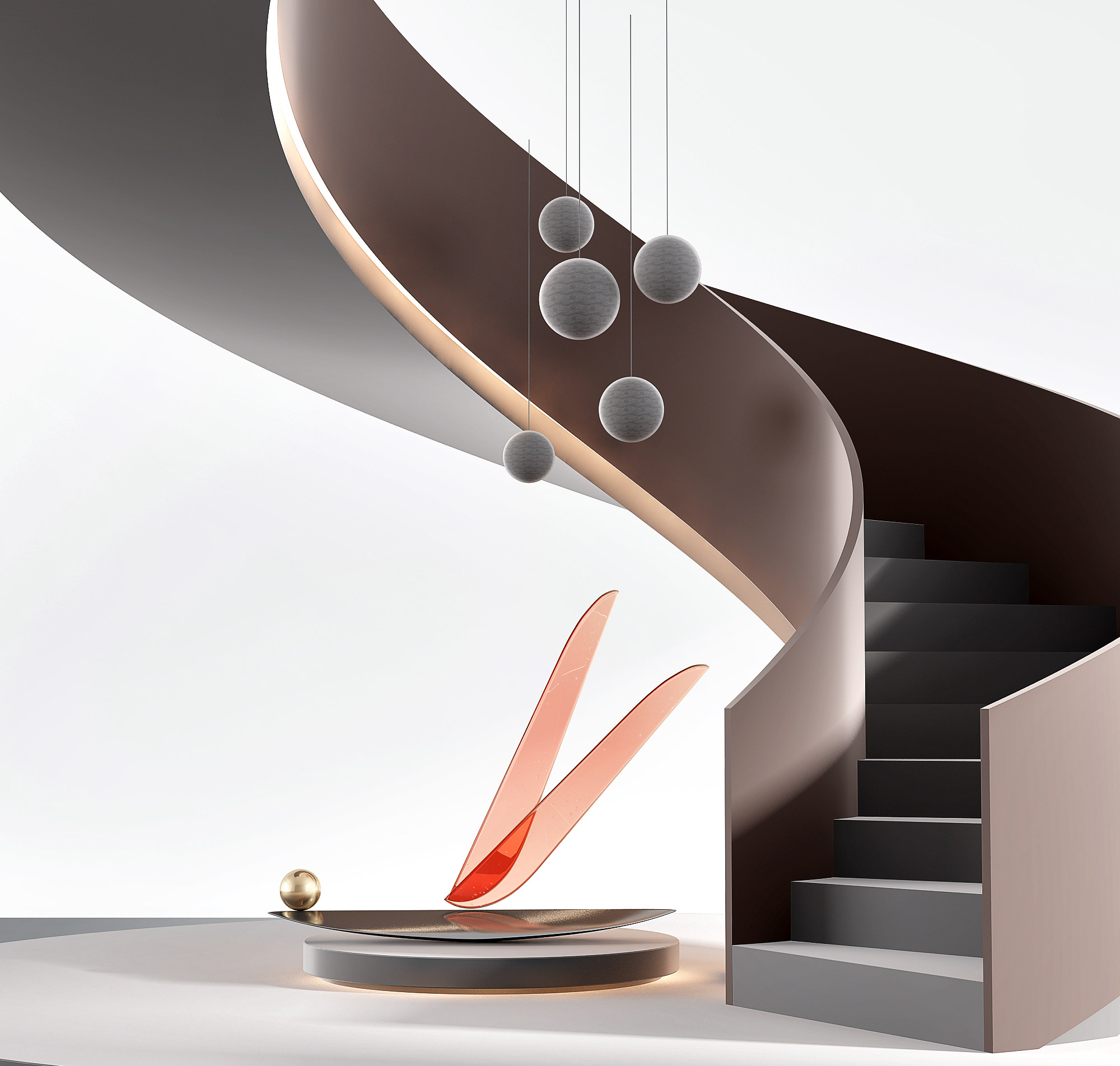 现代旋转楼梯 雕塑 摆件 3d模型下载