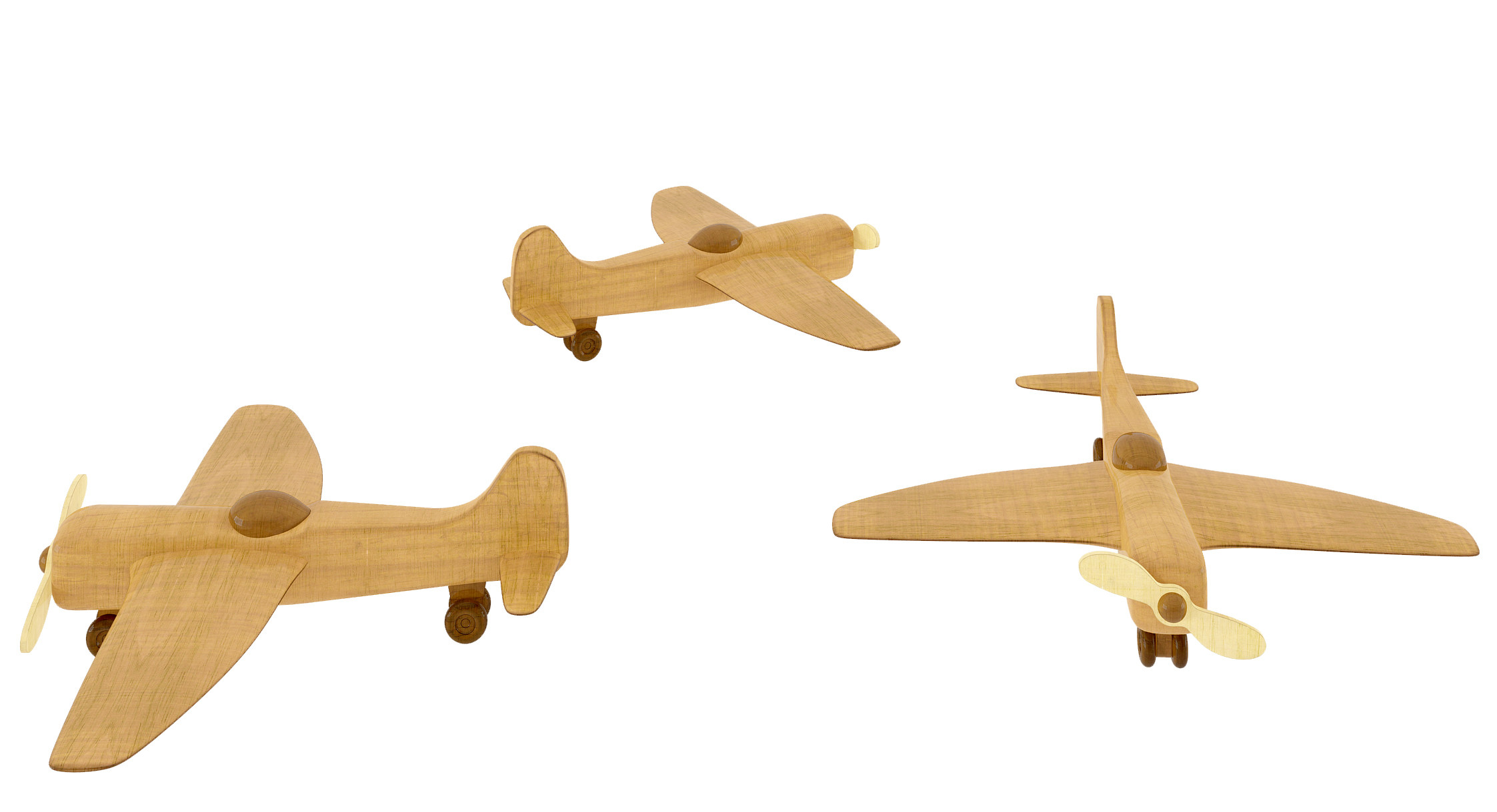 现代木质玩具 飞机 3d模型下载