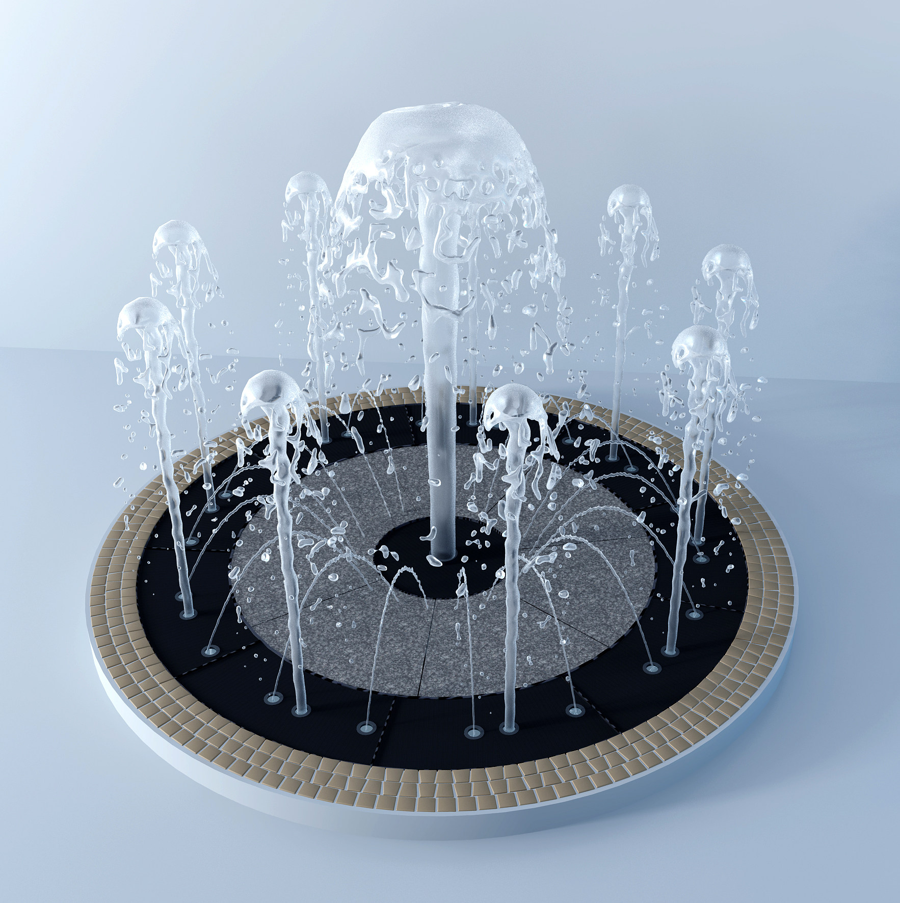 现代喷泉 喷泉3d模型下载