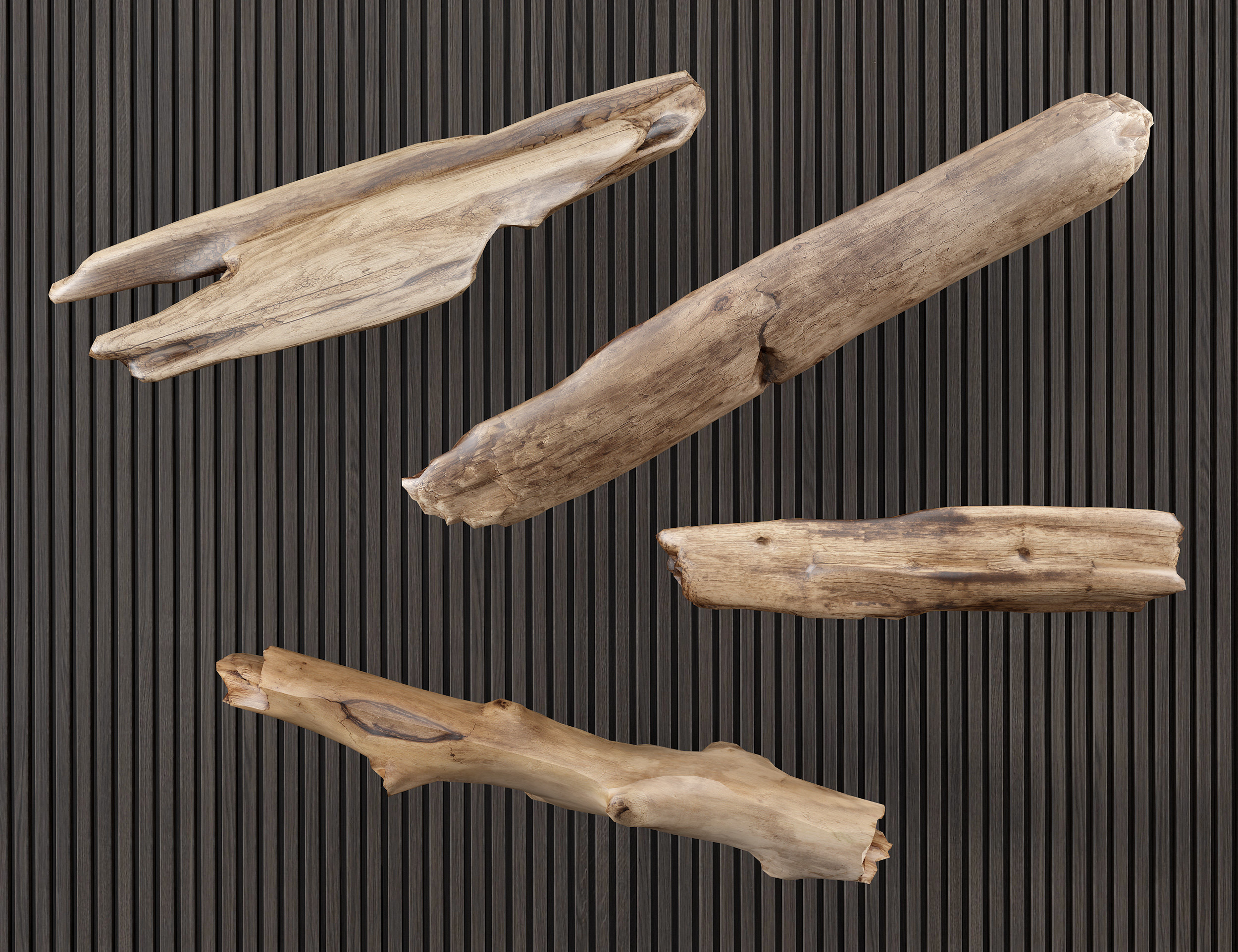 新中式木质摆件  木头原木(1)3d模型下载