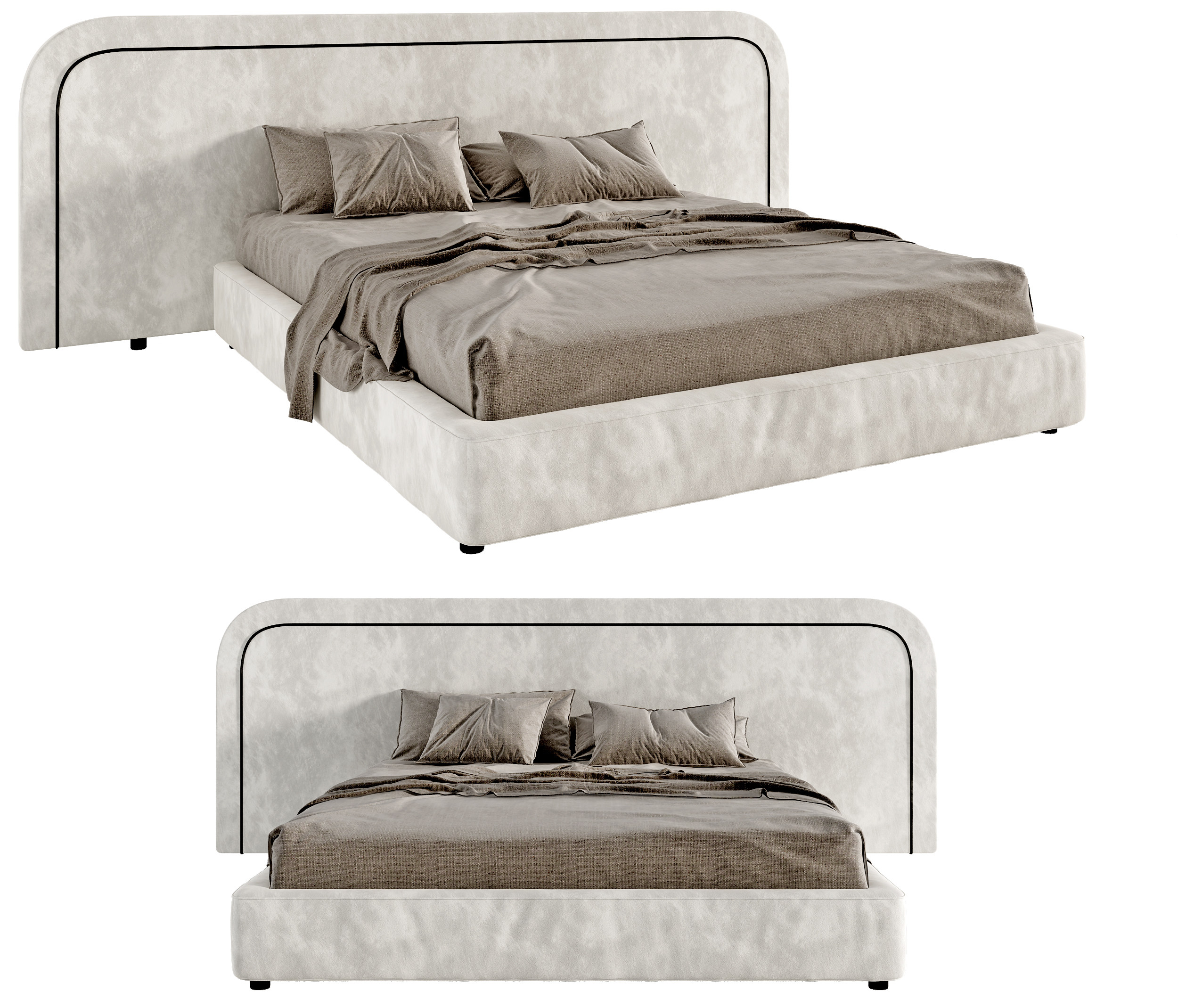 现代双人床 床具 3d模型下载