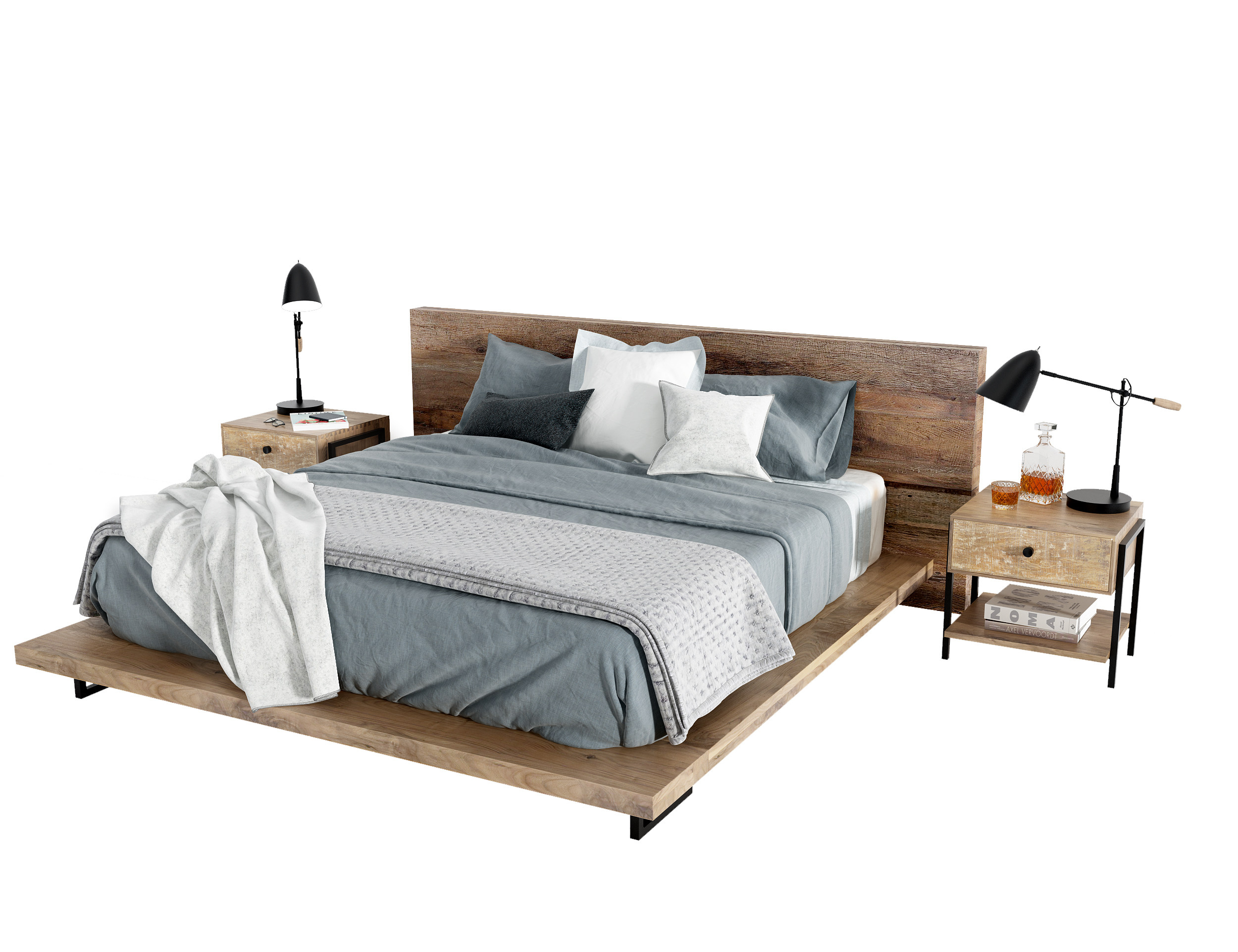 北欧双人床  床具 3d模型下载