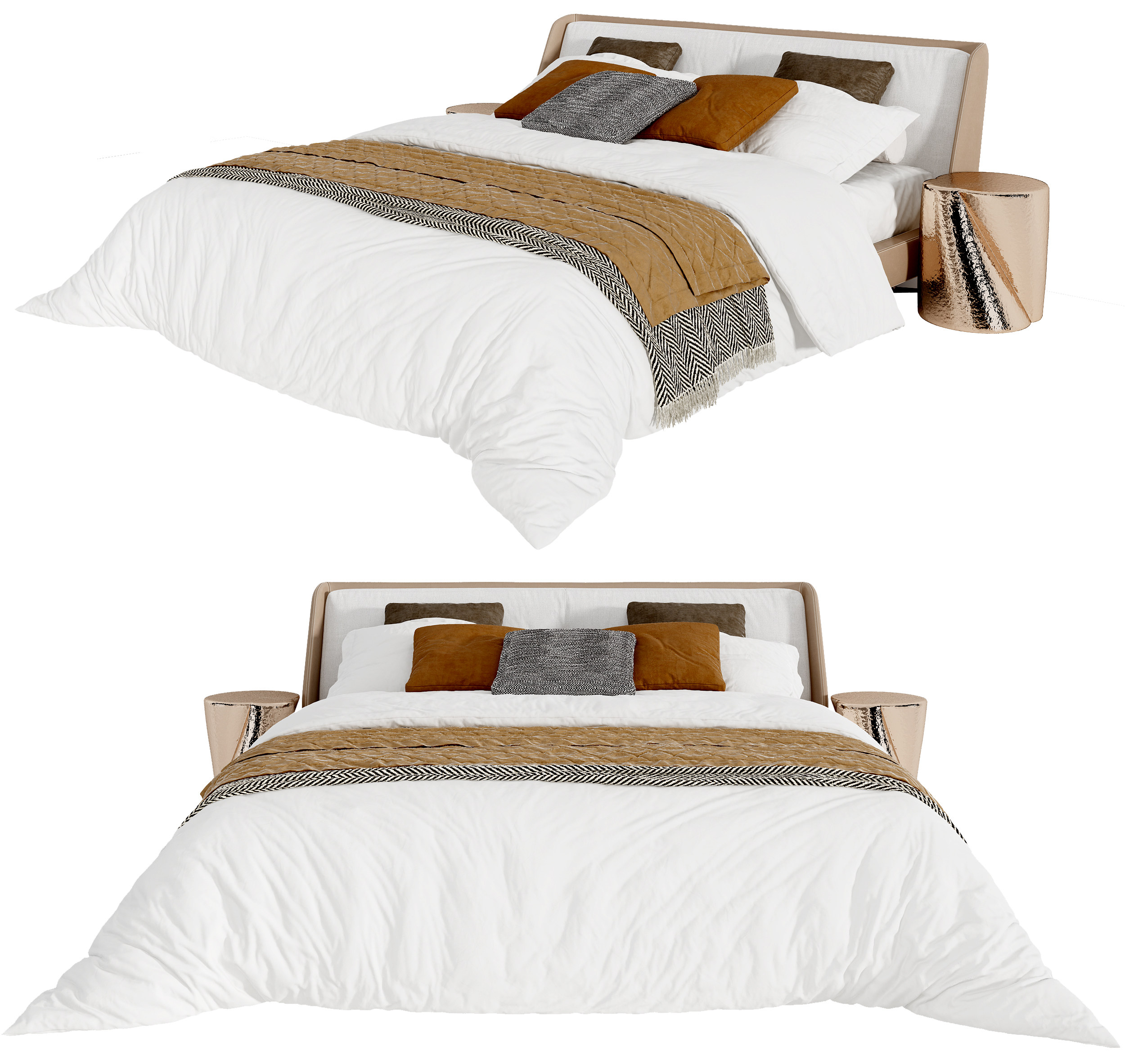 现代双人床  床具3d模型下载