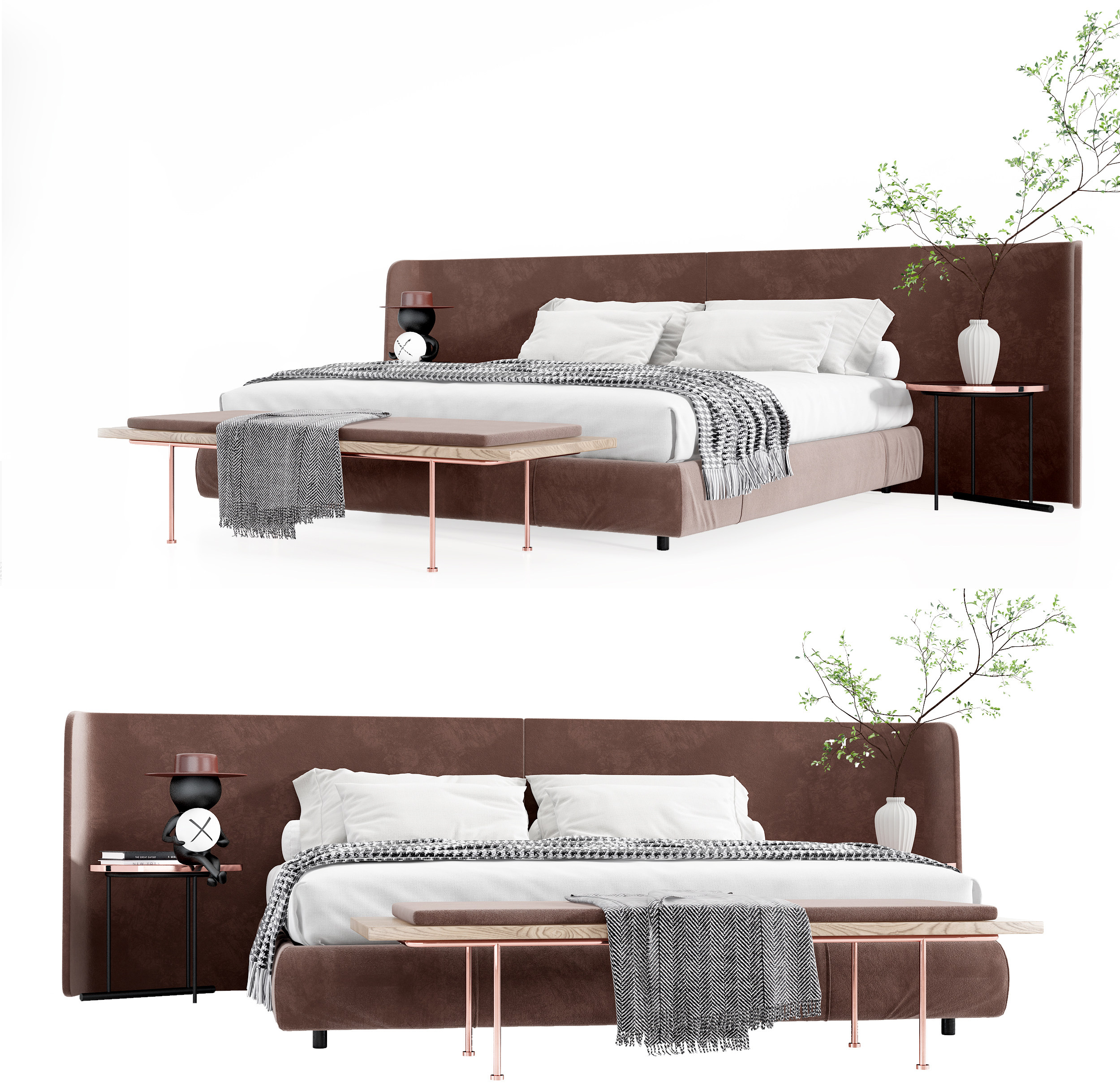 现代双人床 床具 3d模型下载