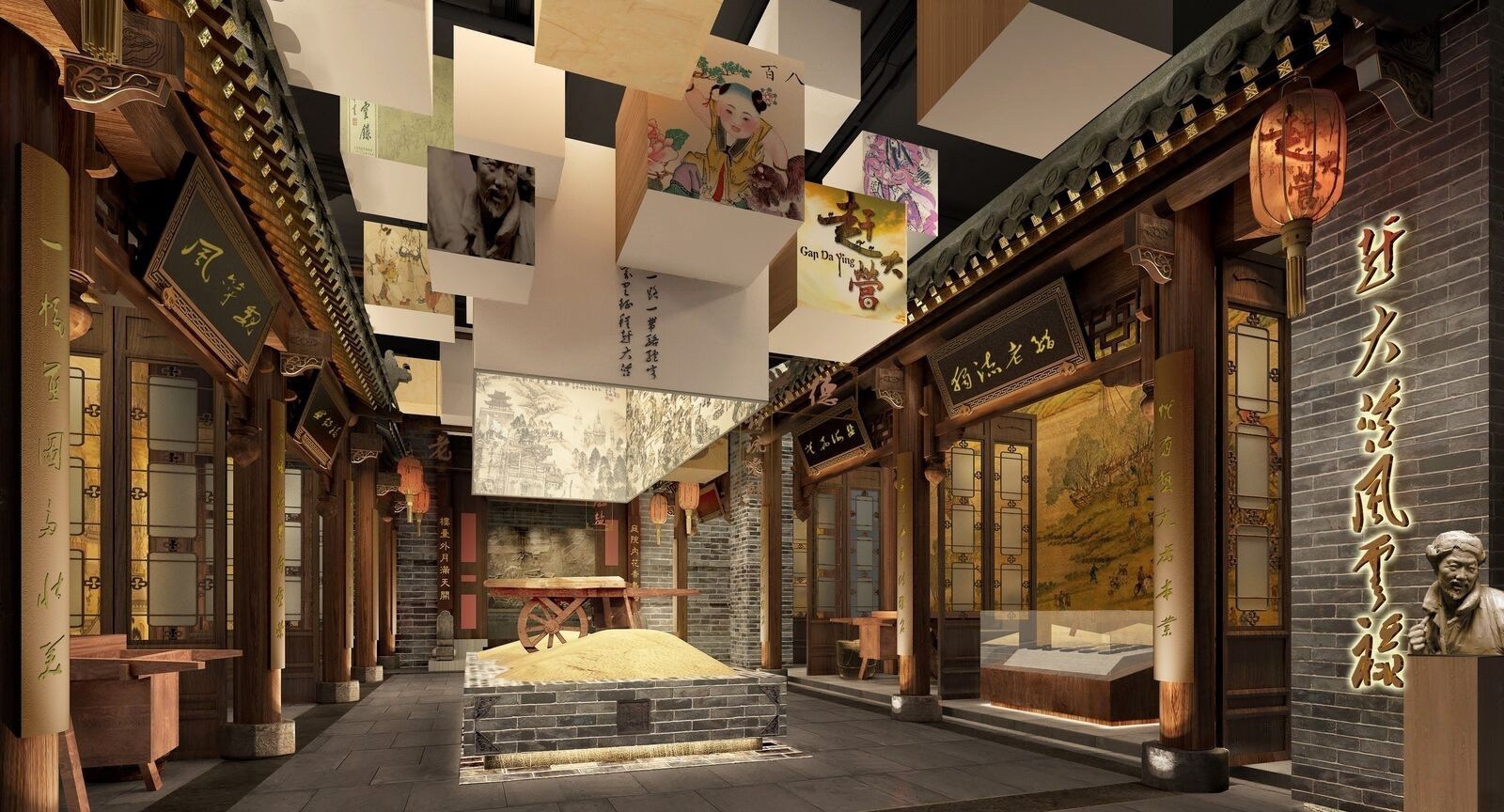 新中式民俗文化博物馆3d模型下载