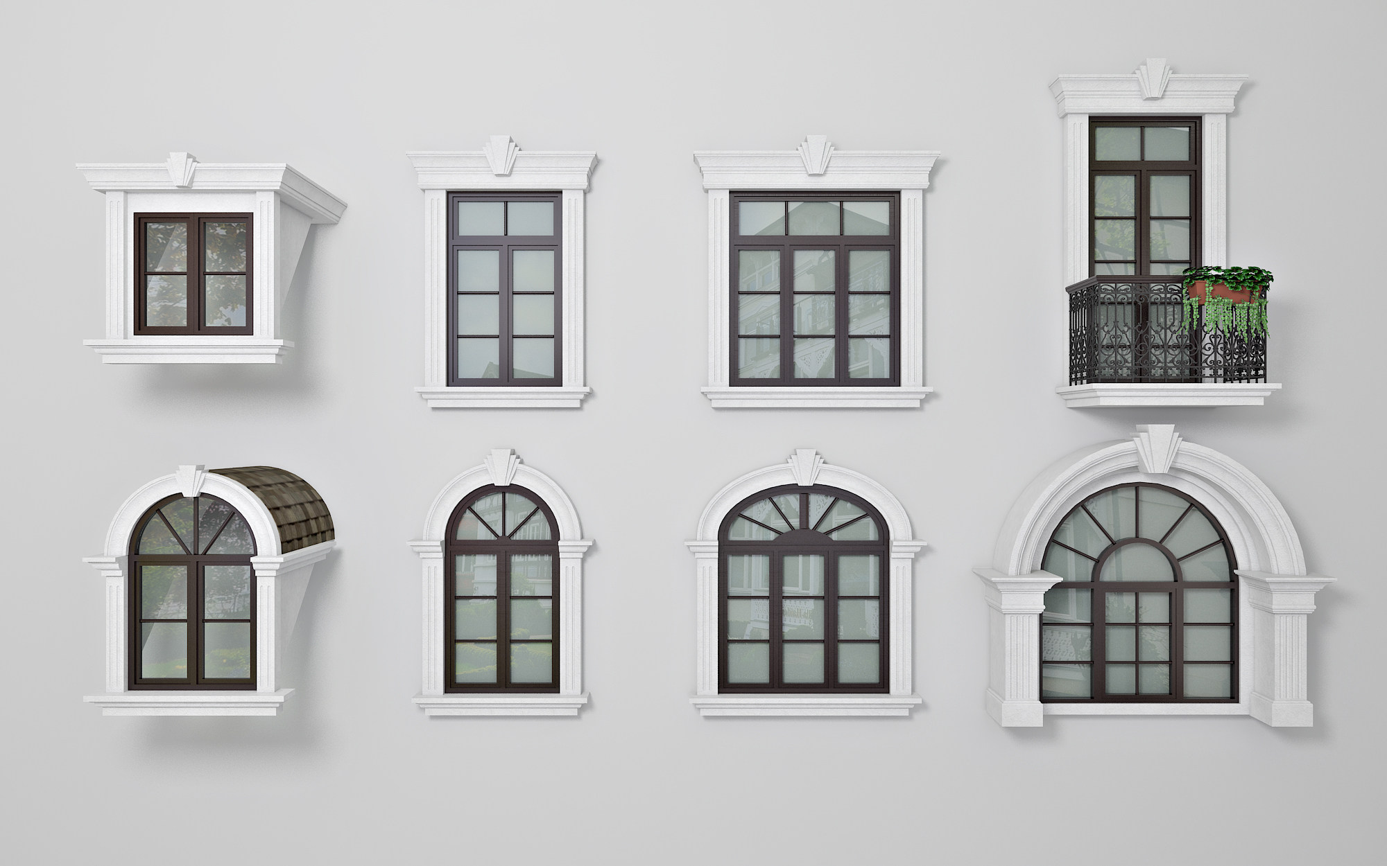 欧式拱形门窗3d模型下载