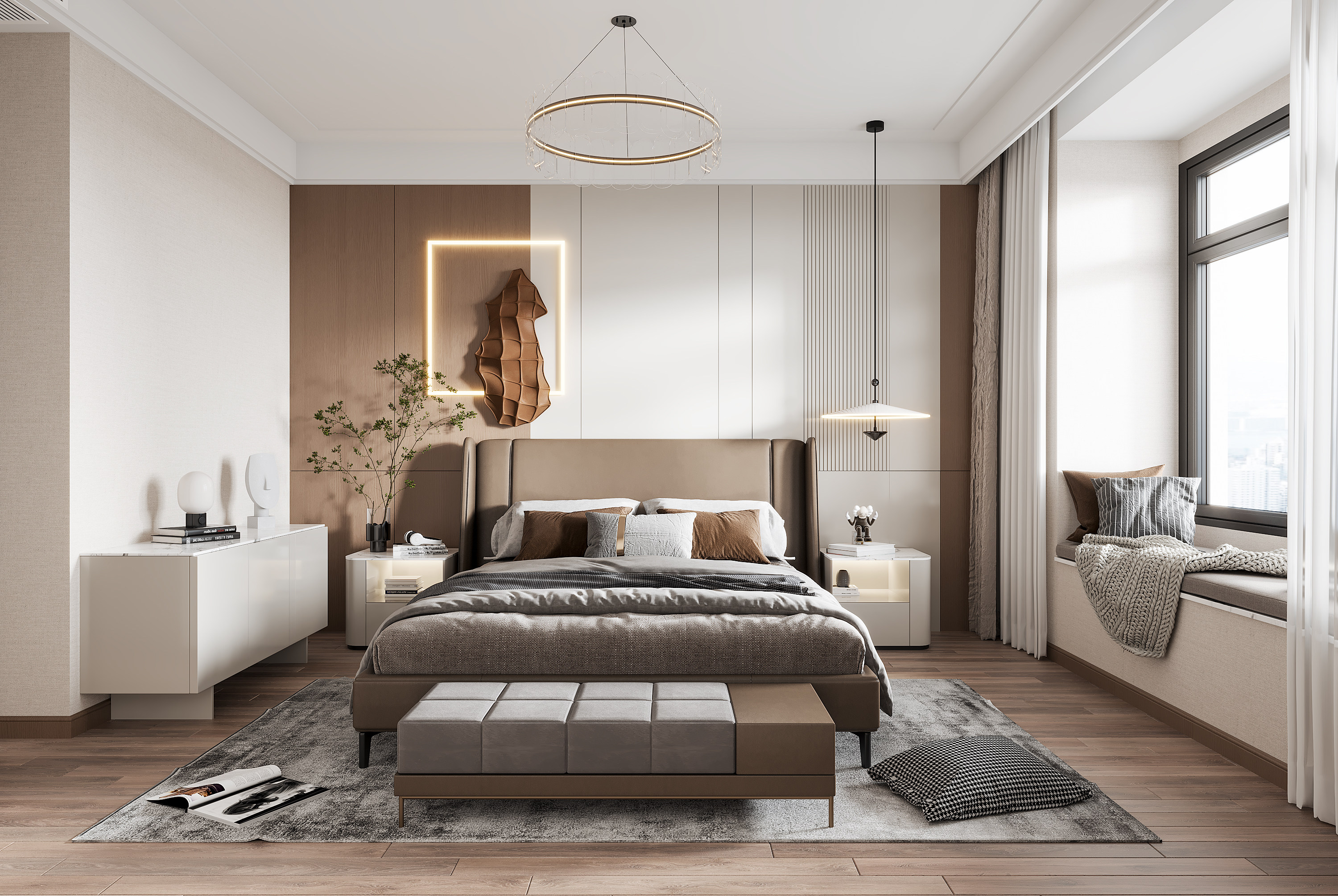 现代轻奢卧室3d模型下载