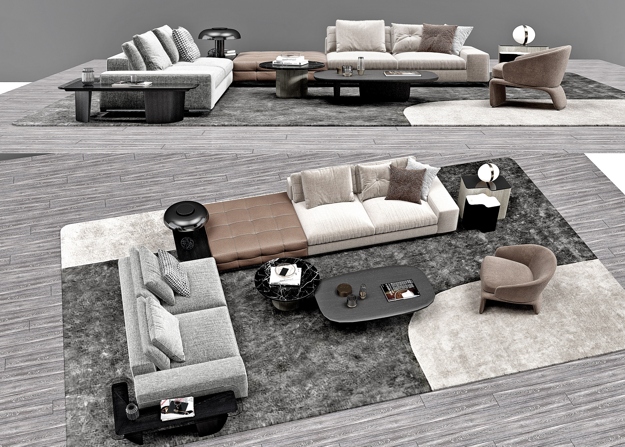 minotti 现代沙发茶几组合3d模型下载