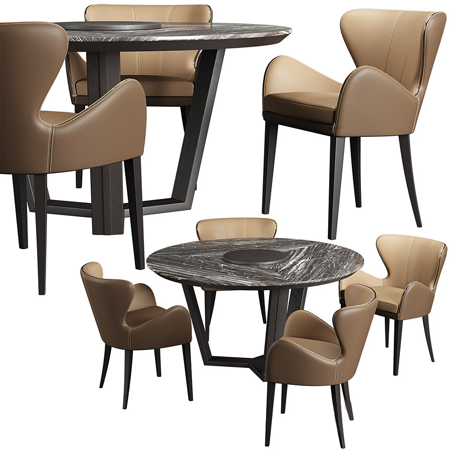 现代餐桌椅组合3d模型下载