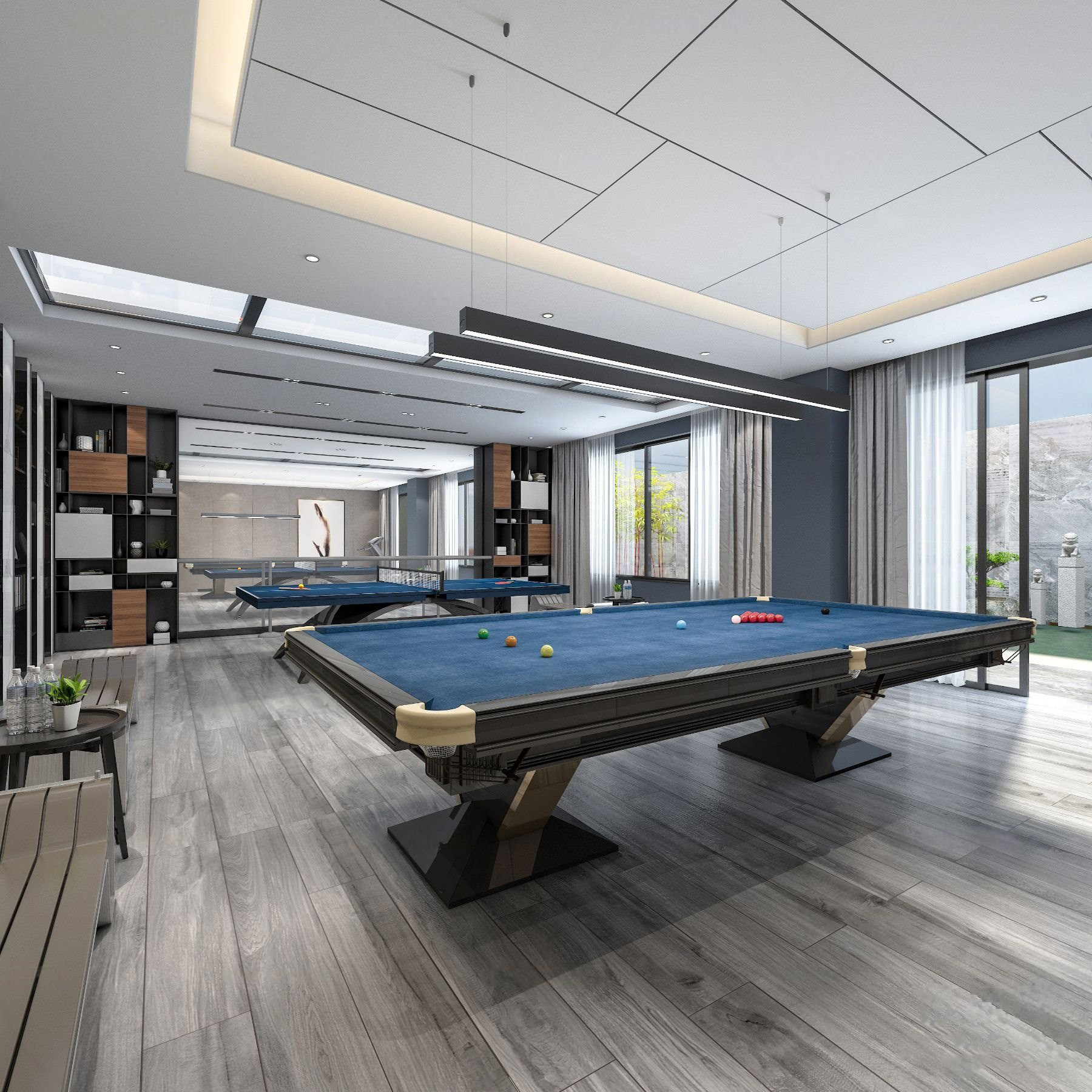 现代休闲乒乓球桌球室3d模型下载