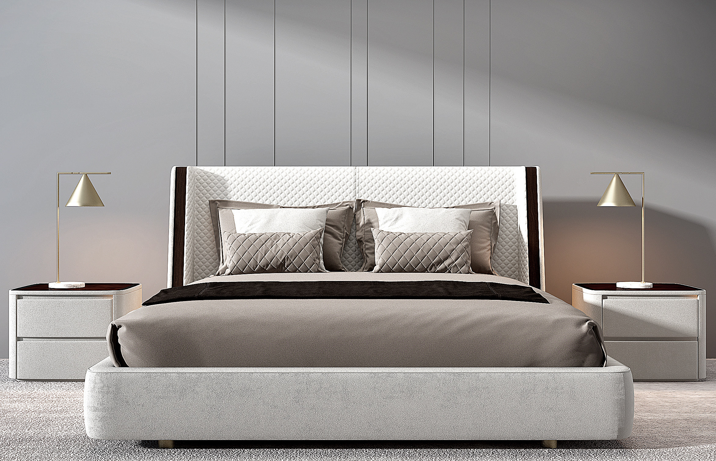 意大利 宾利 Bentley 现代床具组合3d模型下载