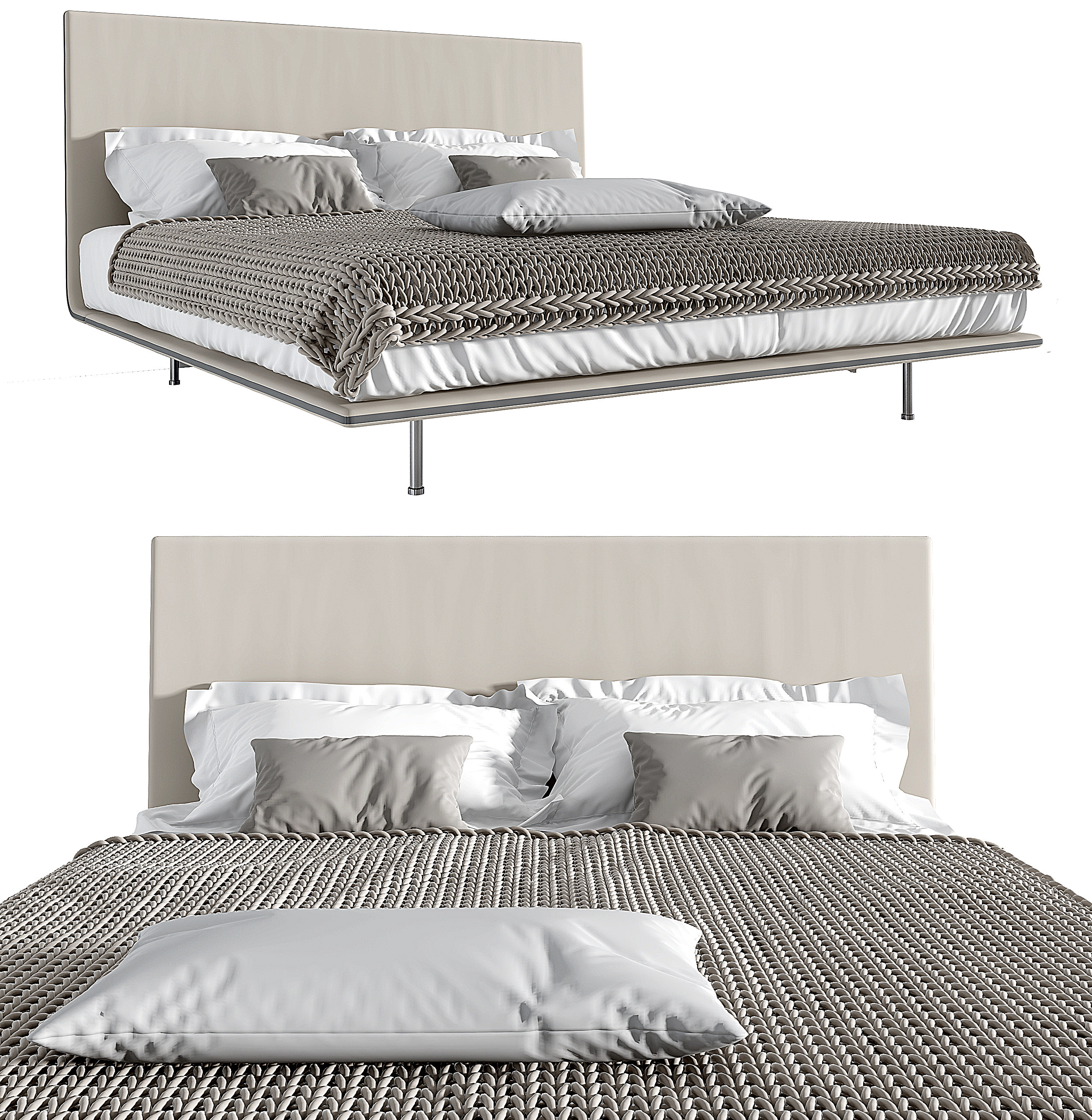 现代双人床床具组合3d模型下载