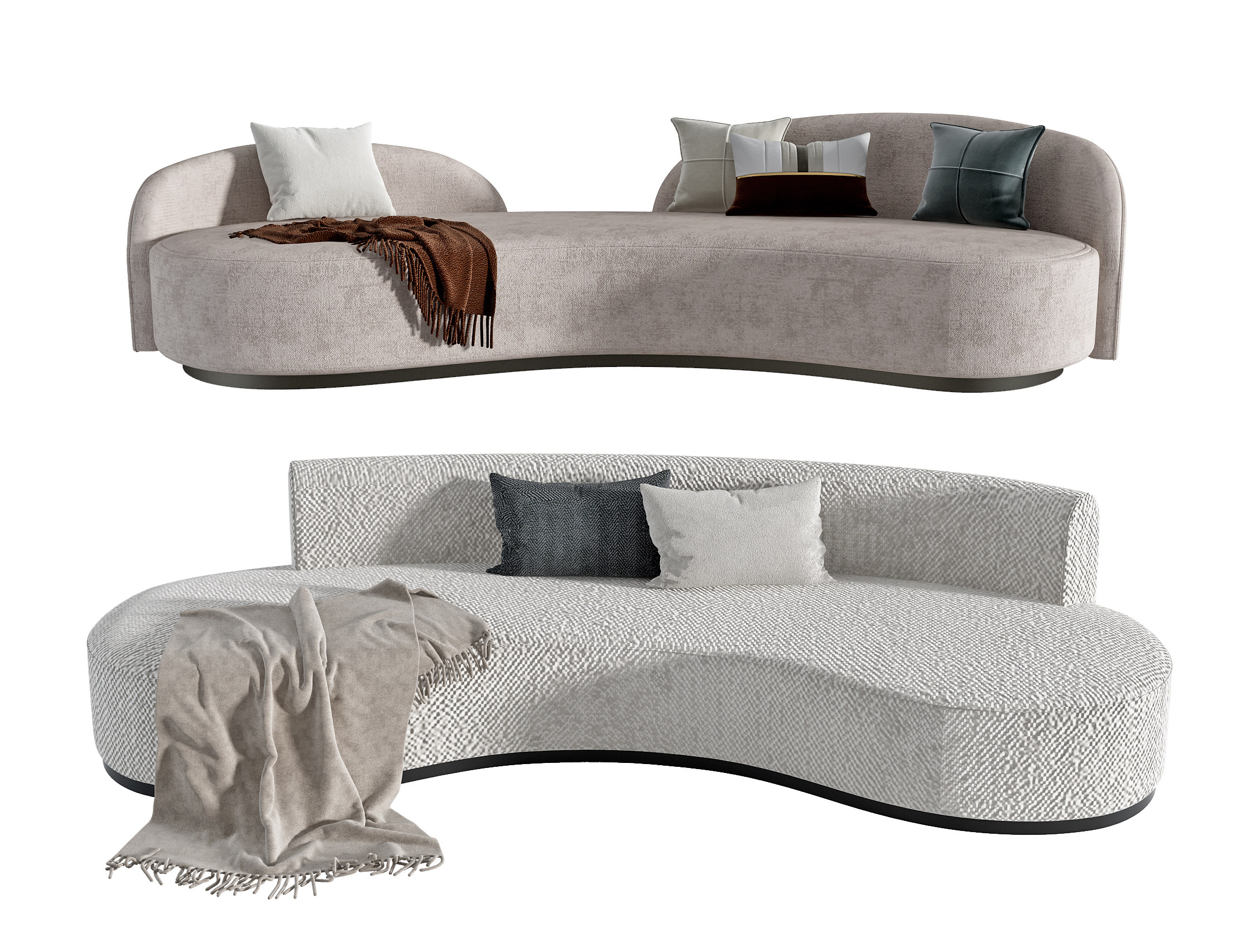 现代异形弧形沙发3d模型下载