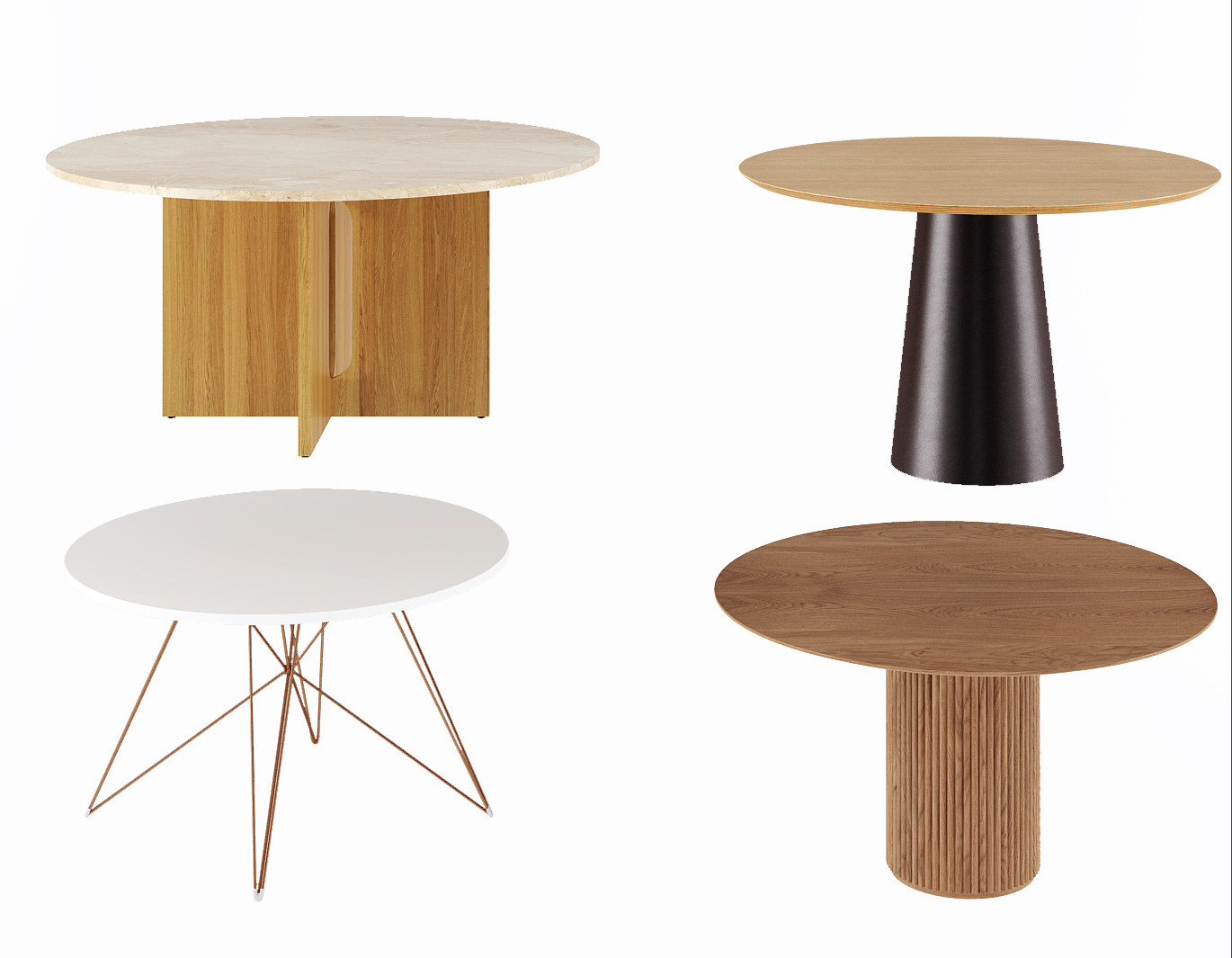 北欧圆形餐桌 餐桌组合 3d模型下载