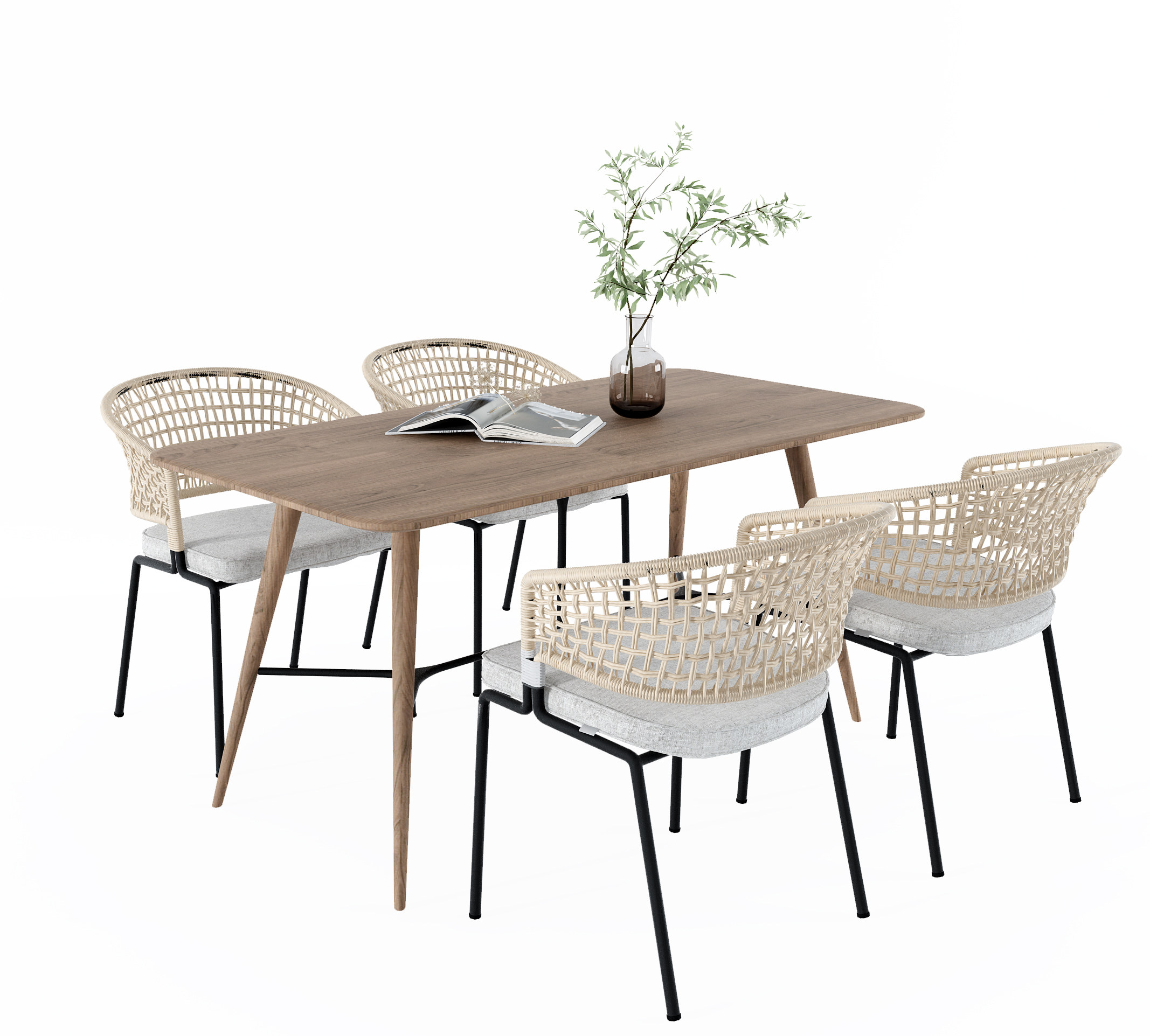 北欧户外餐桌椅组合 3d模型下载