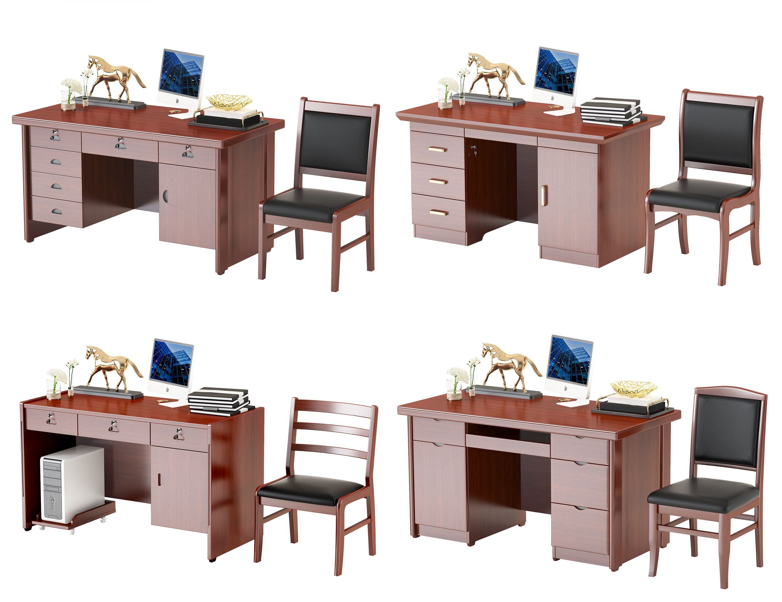现代国企政府机关部门办公桌椅3d模型下载