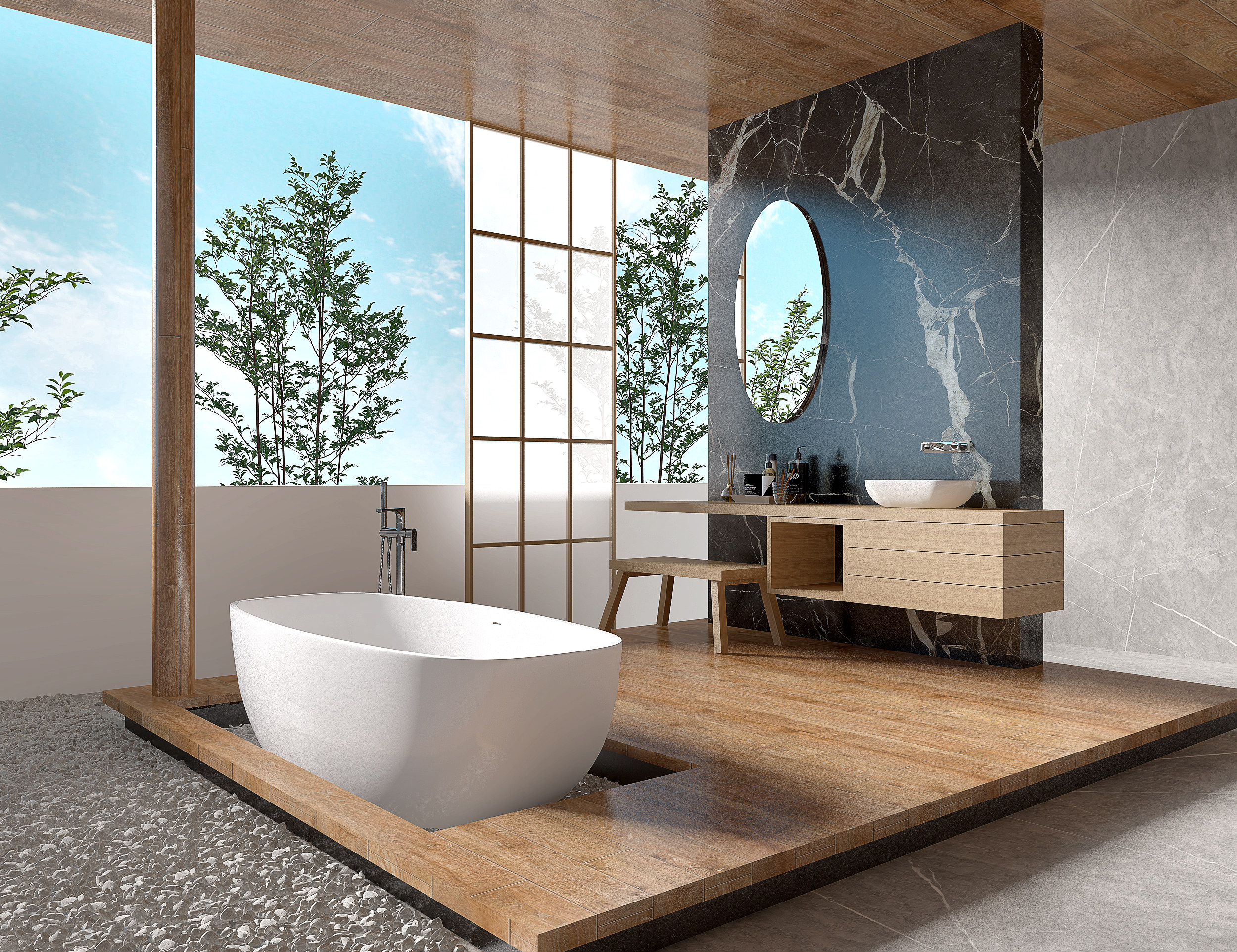 日式卫生间 浴缸 台盆洗手池3d模型下载