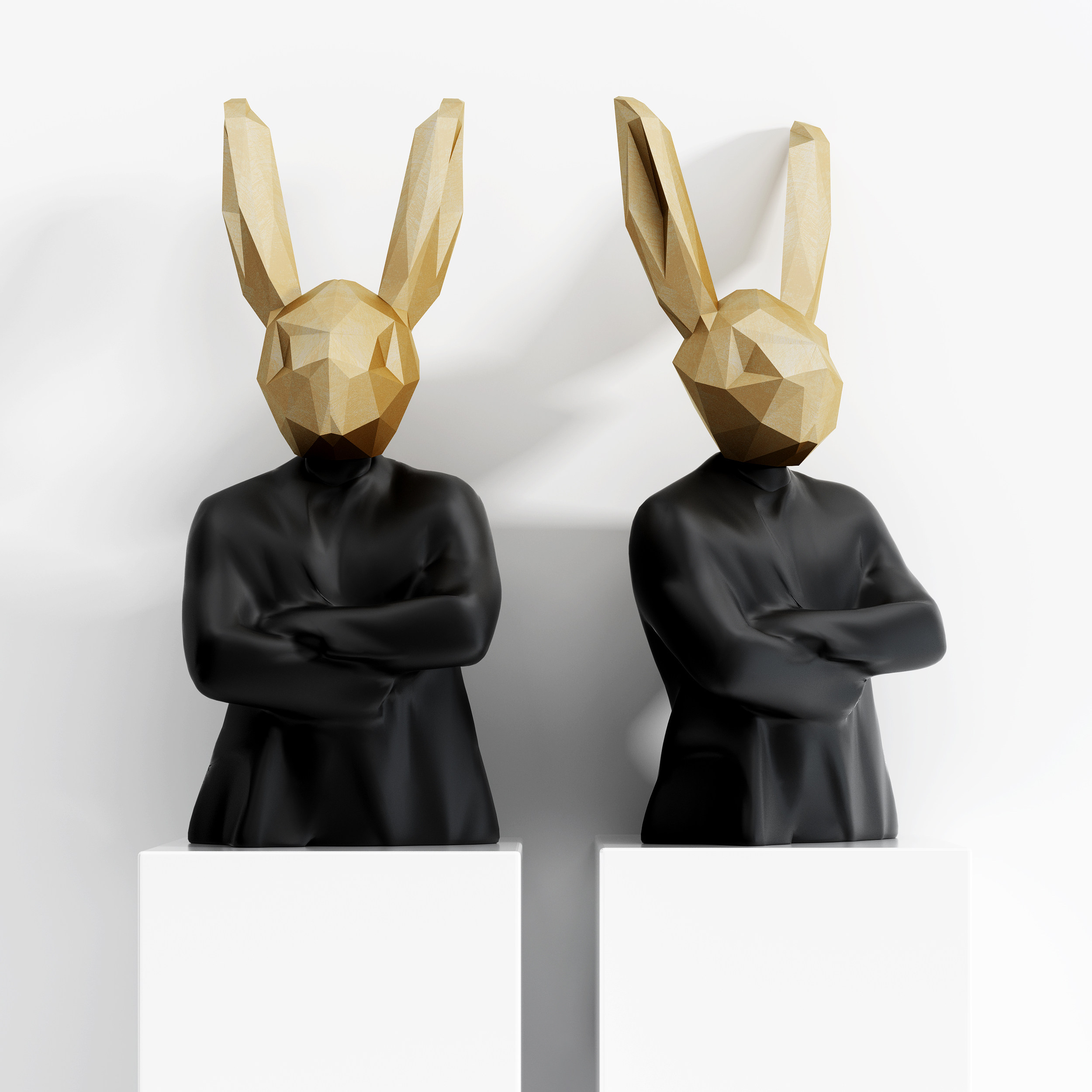 现代兔子抽象人物兔子雕塑摆件3d模型下载