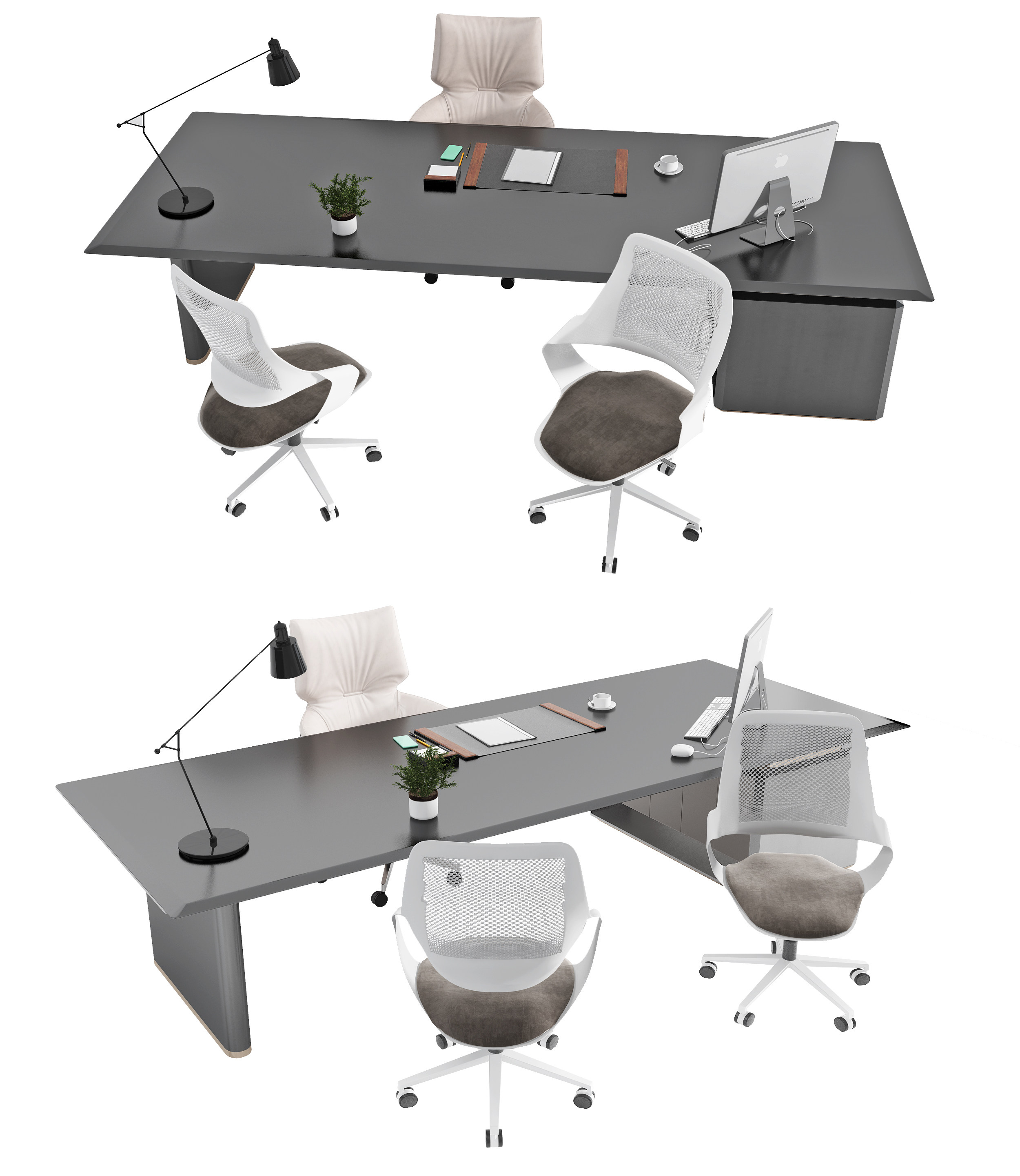 现代烤漆办公班台桌_办公桌椅3d模型下载