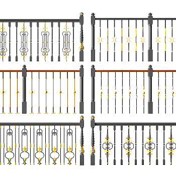 美式铁艺栏杆护栏_楼梯扶手3d模型下载