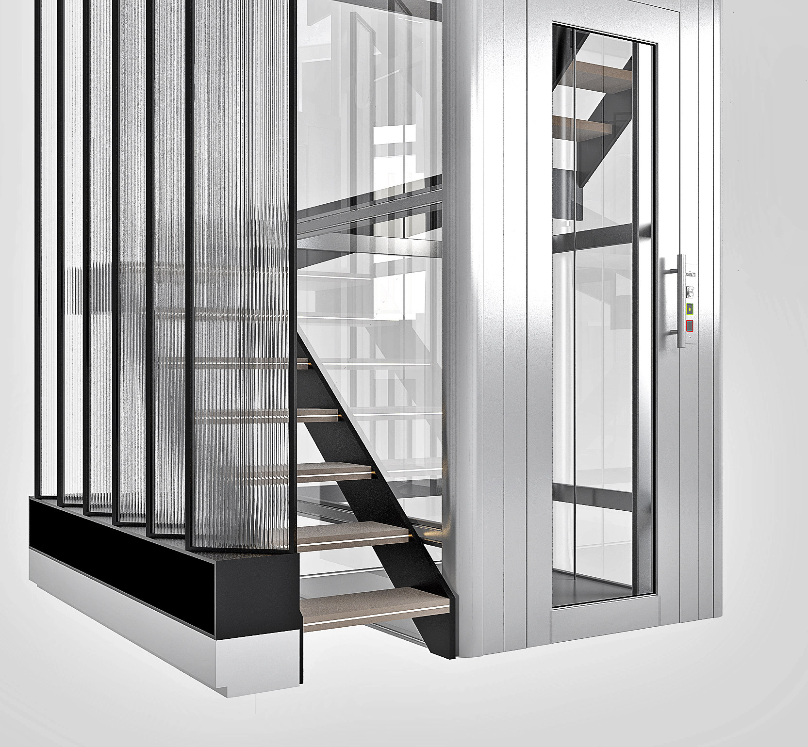 现代楼梯钢架电梯3d模型下载