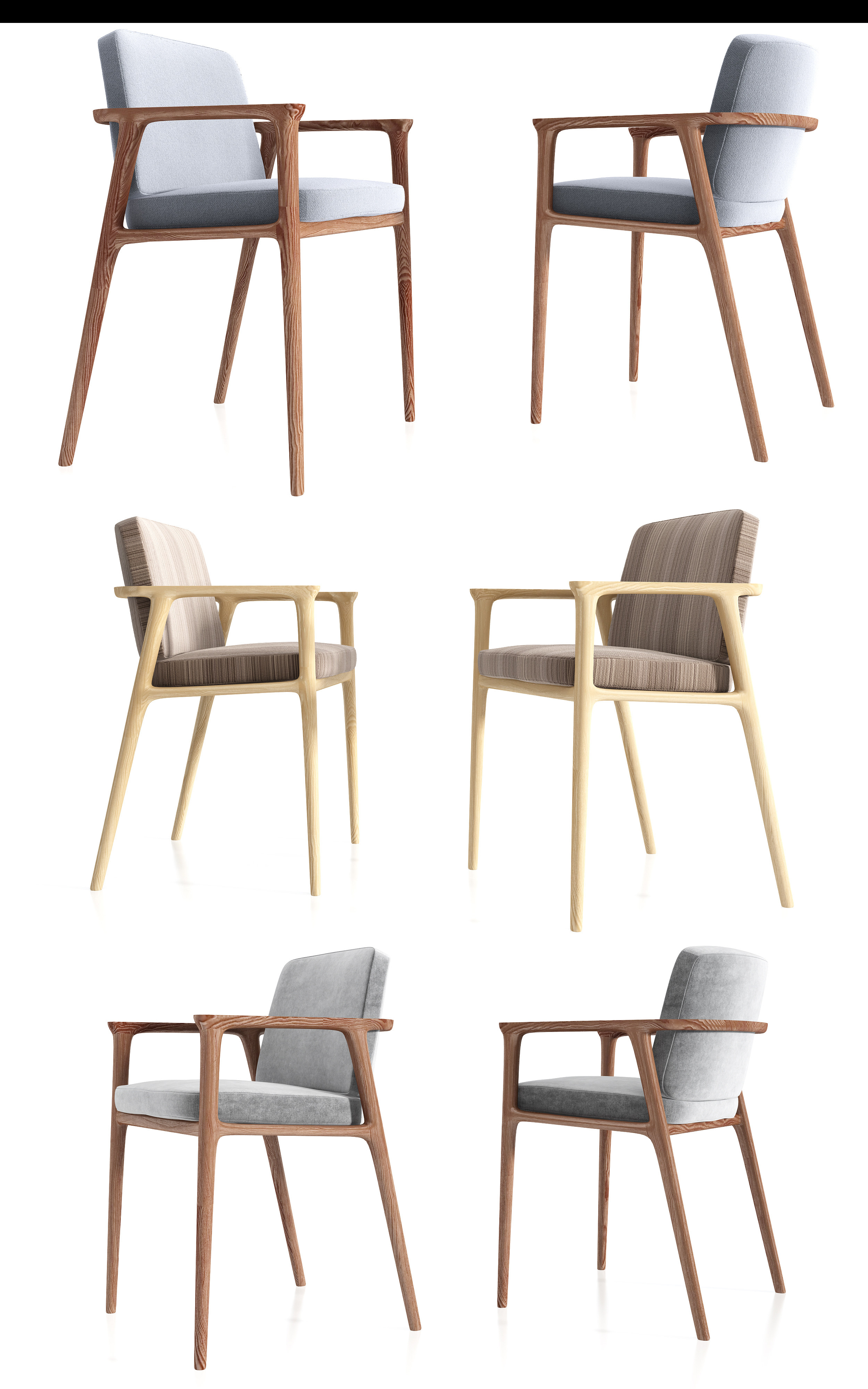 新中式单椅餐椅3d模型下载
