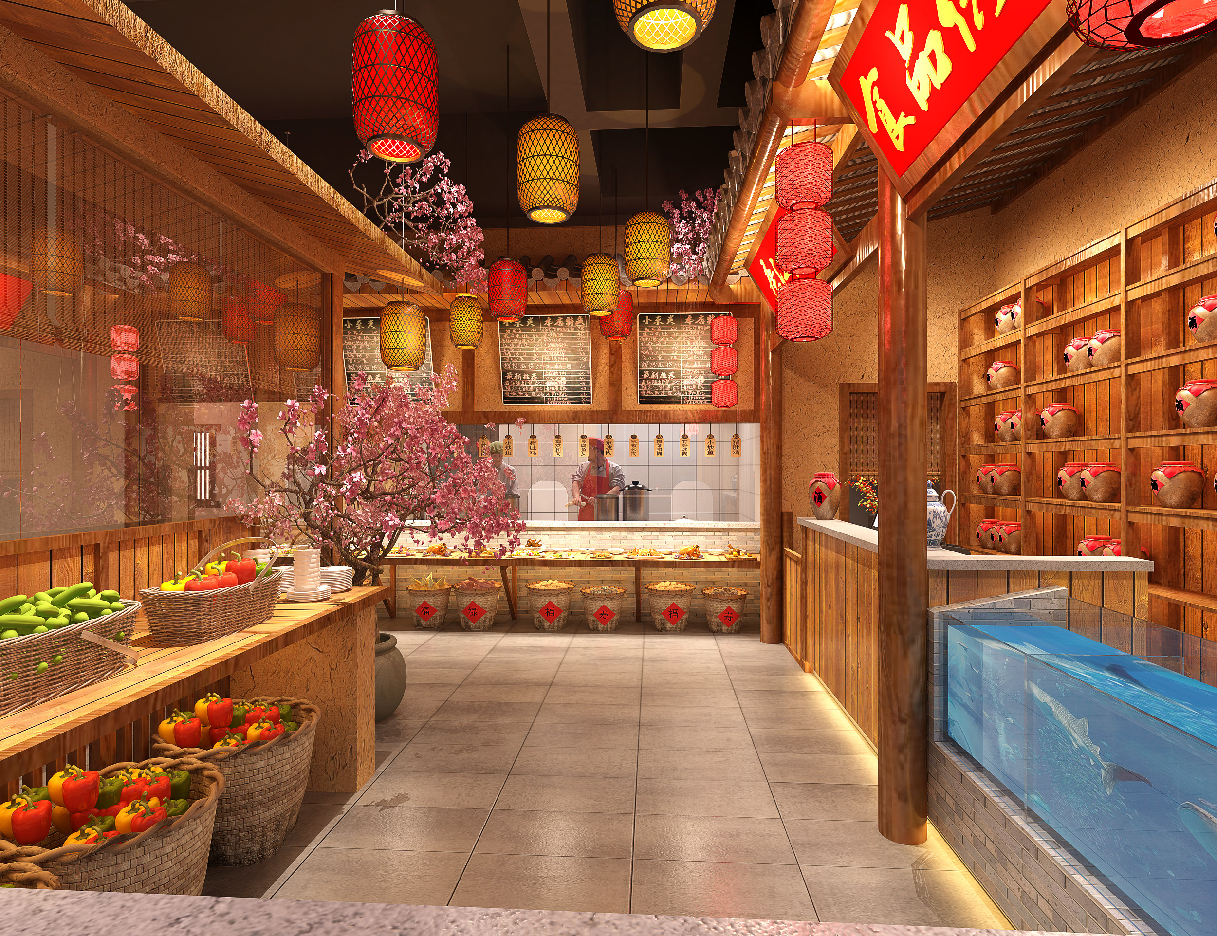 中式土菜馆餐厅3d模型下载