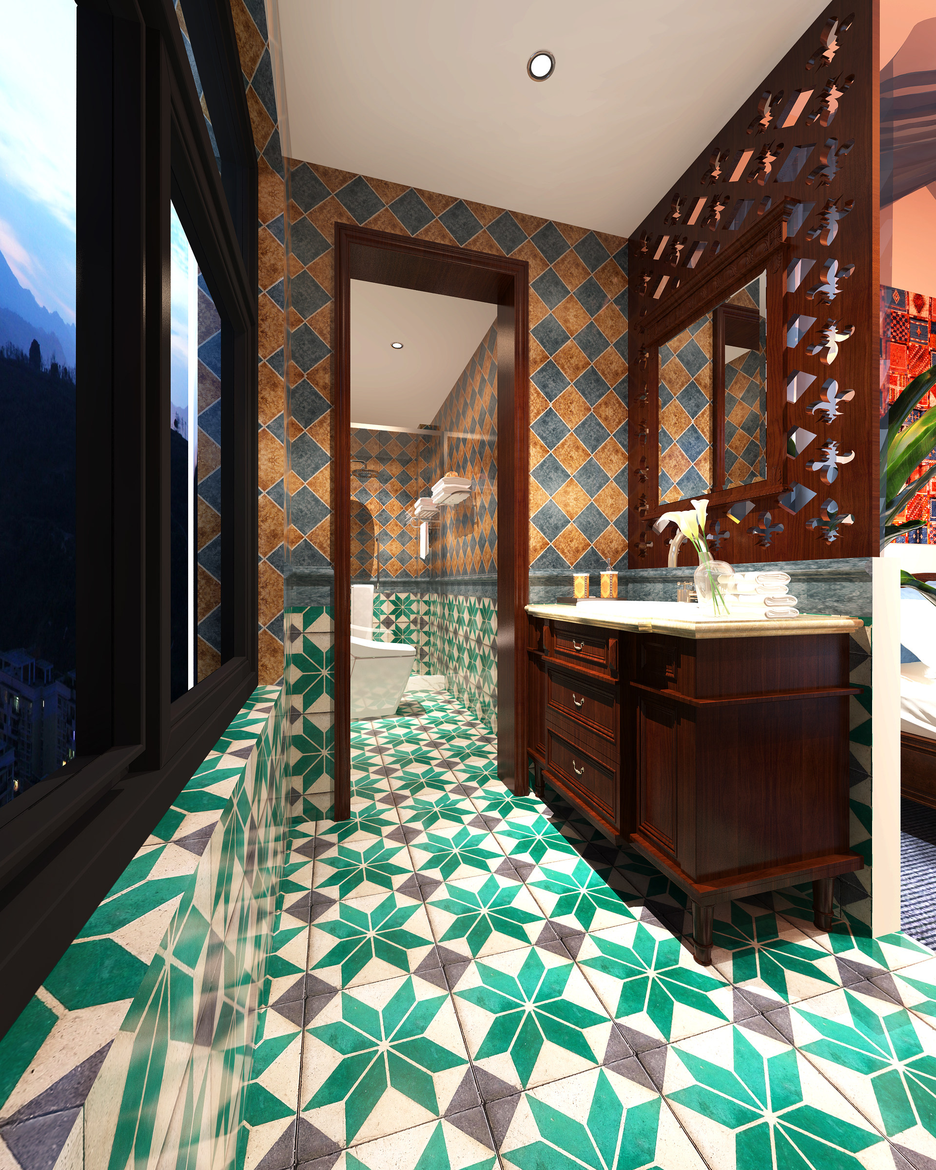 新古典摩洛哥卧室卫生间3d模型下载