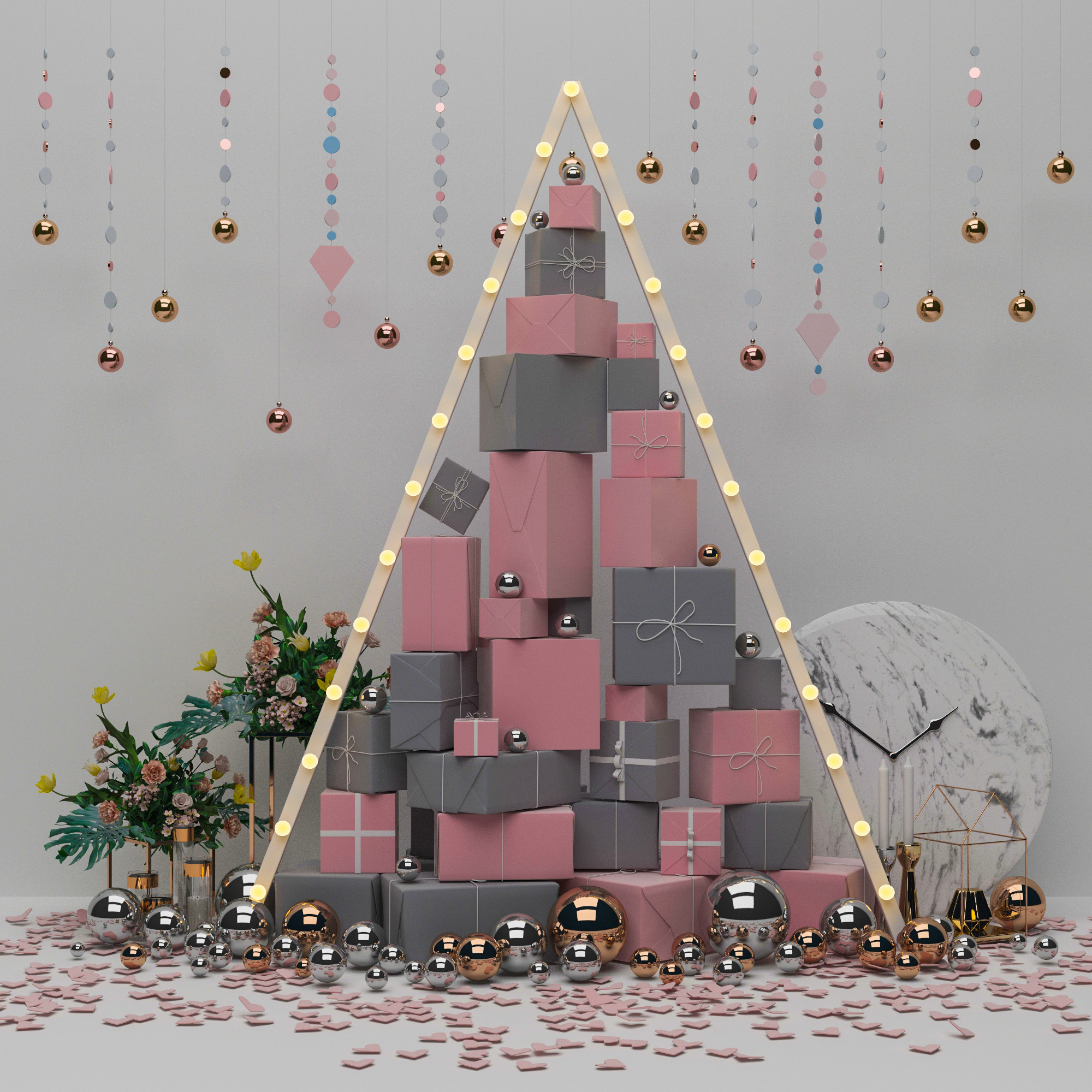 圣诞礼物盒3d模型下载