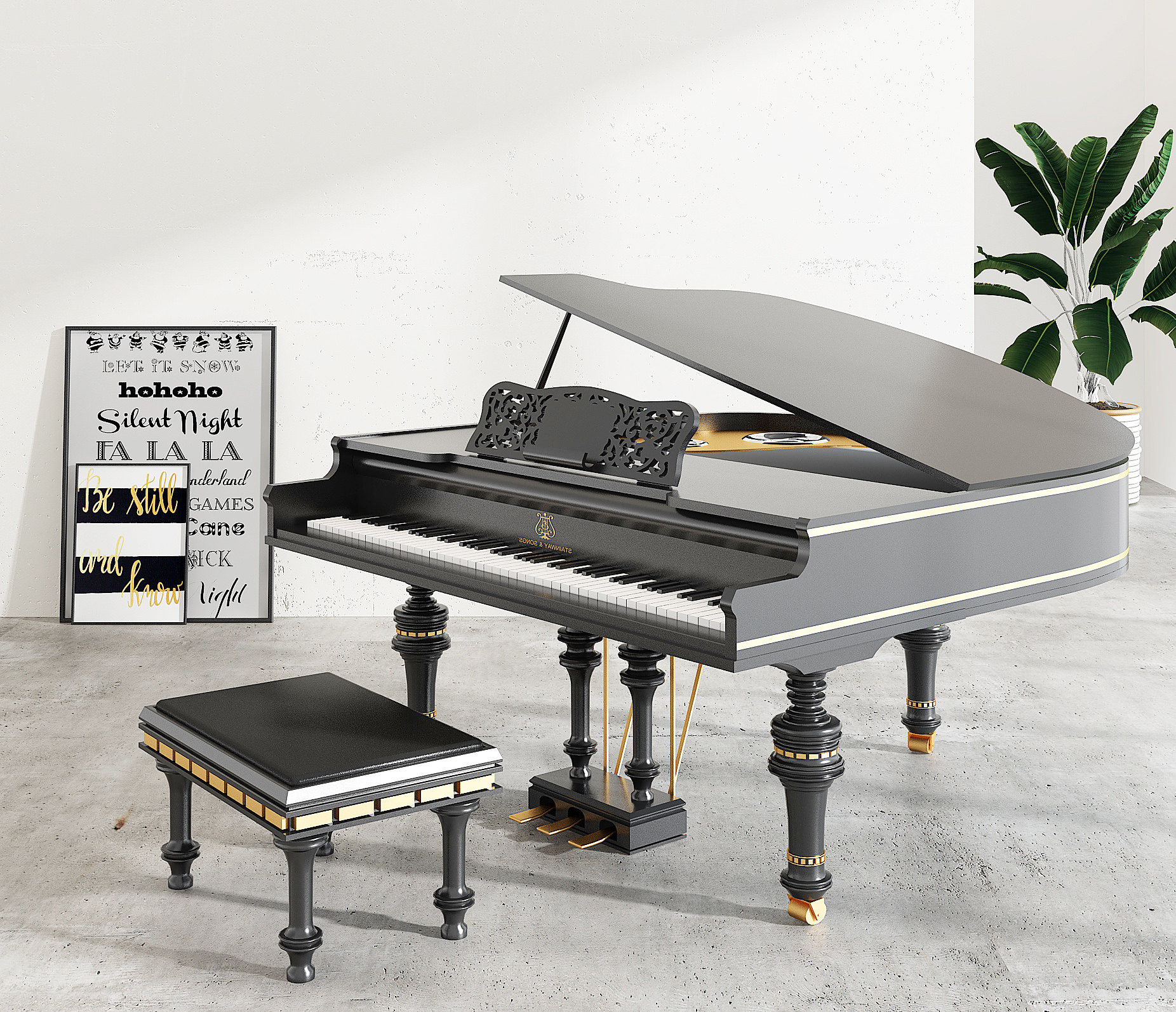 欧式钢琴_乐器 (2)3d模型下载