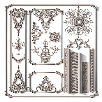 欧式法式雕花石膏线角线 3d模型下载