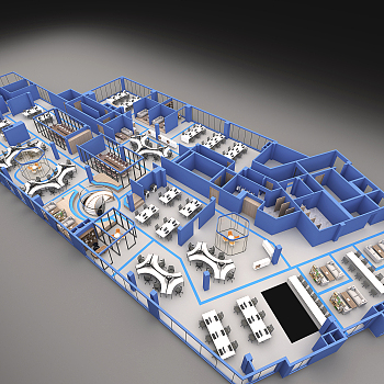 现代办公空间3d模型下载