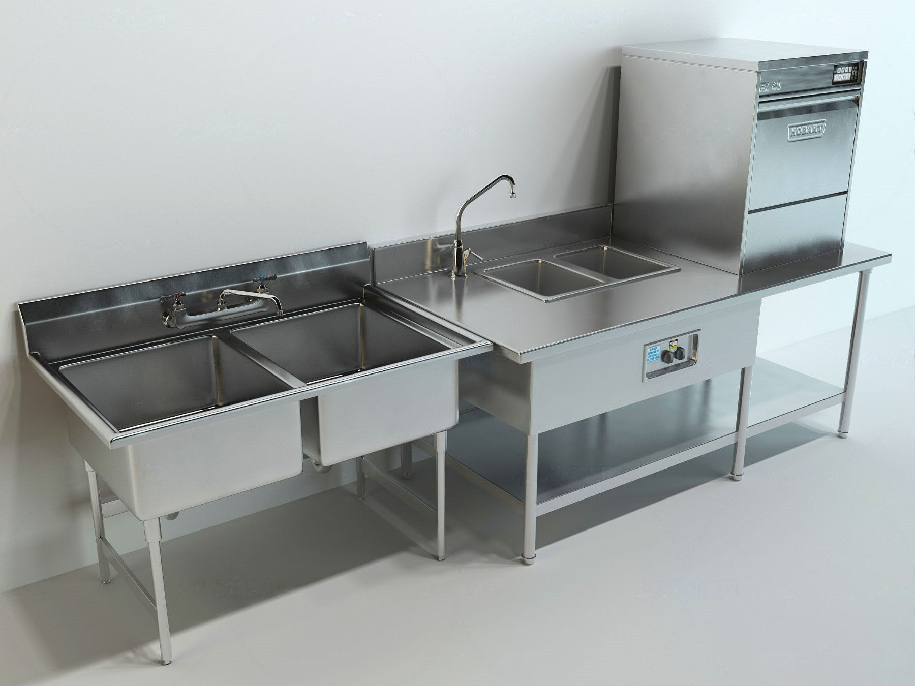 现代后厨厨房洗菜盆3d模型下载