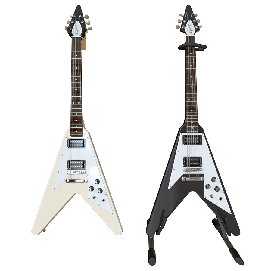 现代电吉他乐器 3d模型下载