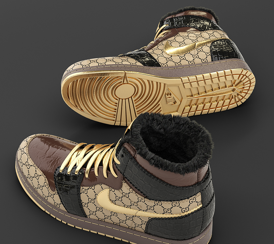 Jordan Gucci 耐克运动鞋3d模型下载