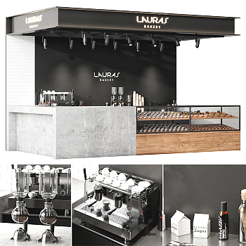 lauras面包店，甜品店水吧台3d模型下载