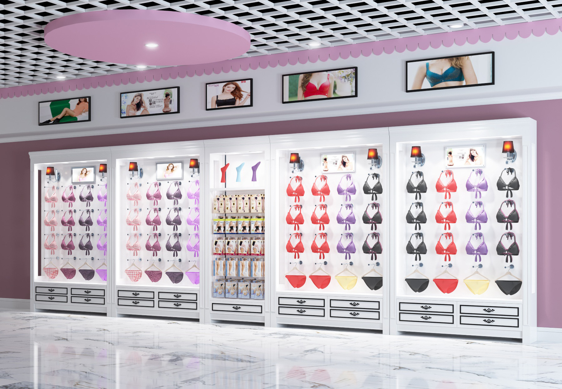 现代内衣服饰展示柜自动售货柜3d模型下载