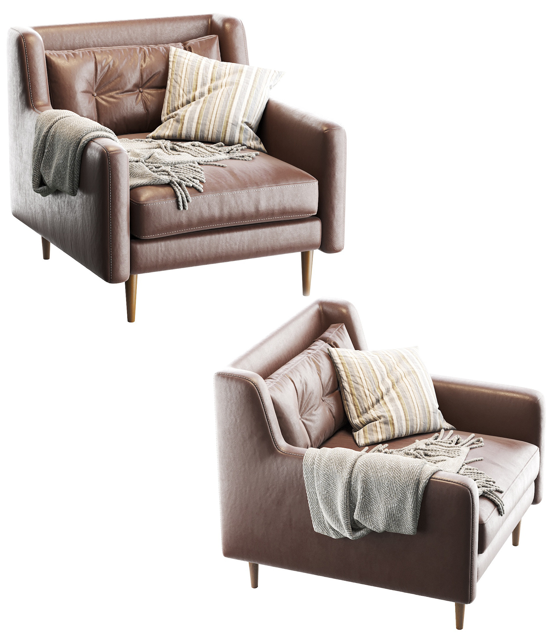 现代皮革单人沙发3d模型下载