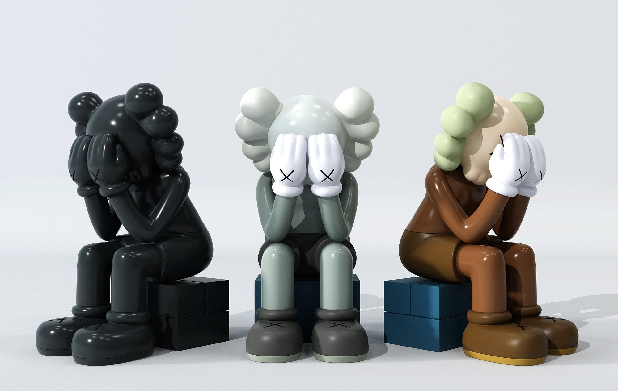 现代小熊雕塑摆件3d模型下载