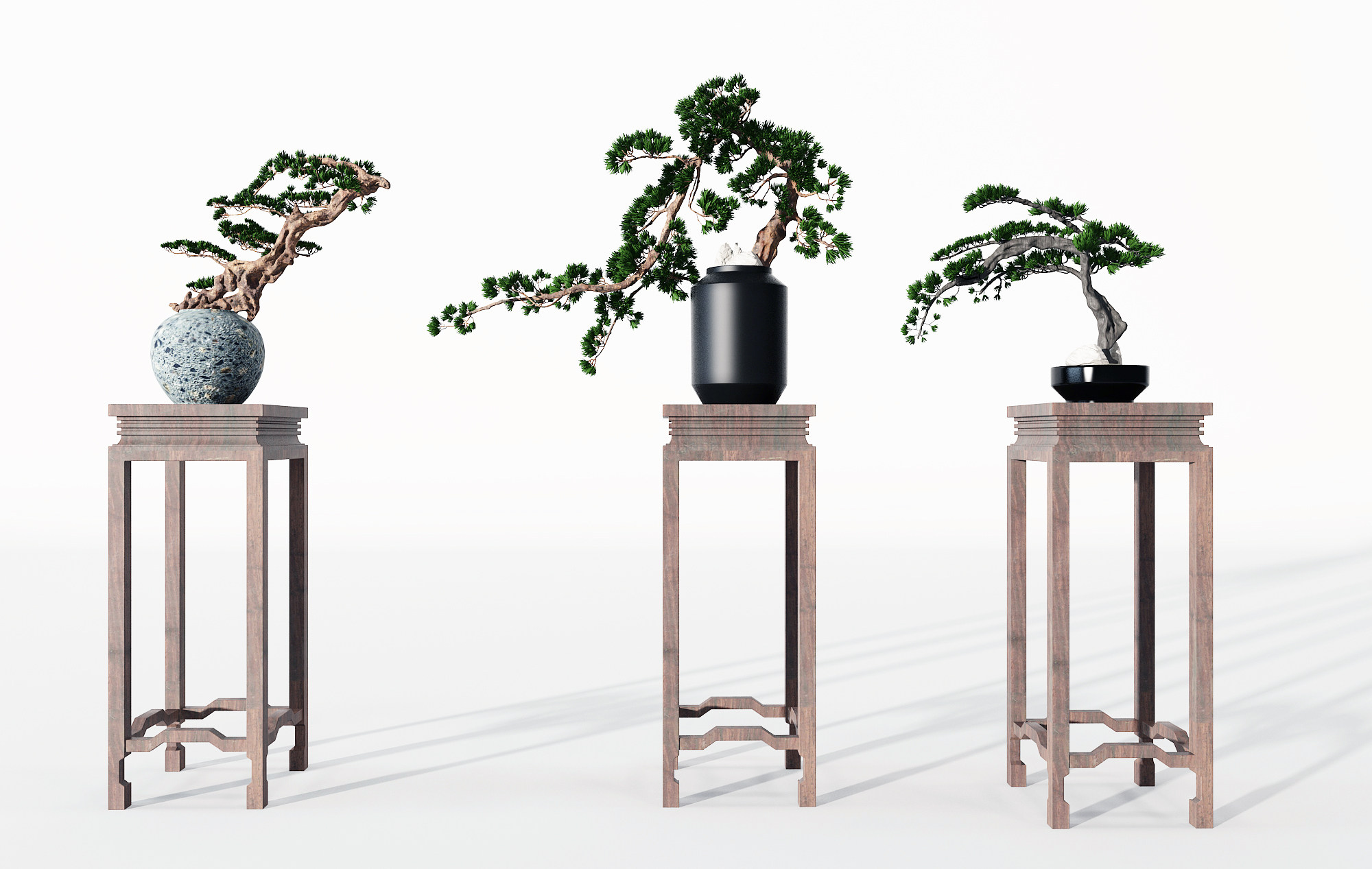 3新中式松树花架3d模型下载