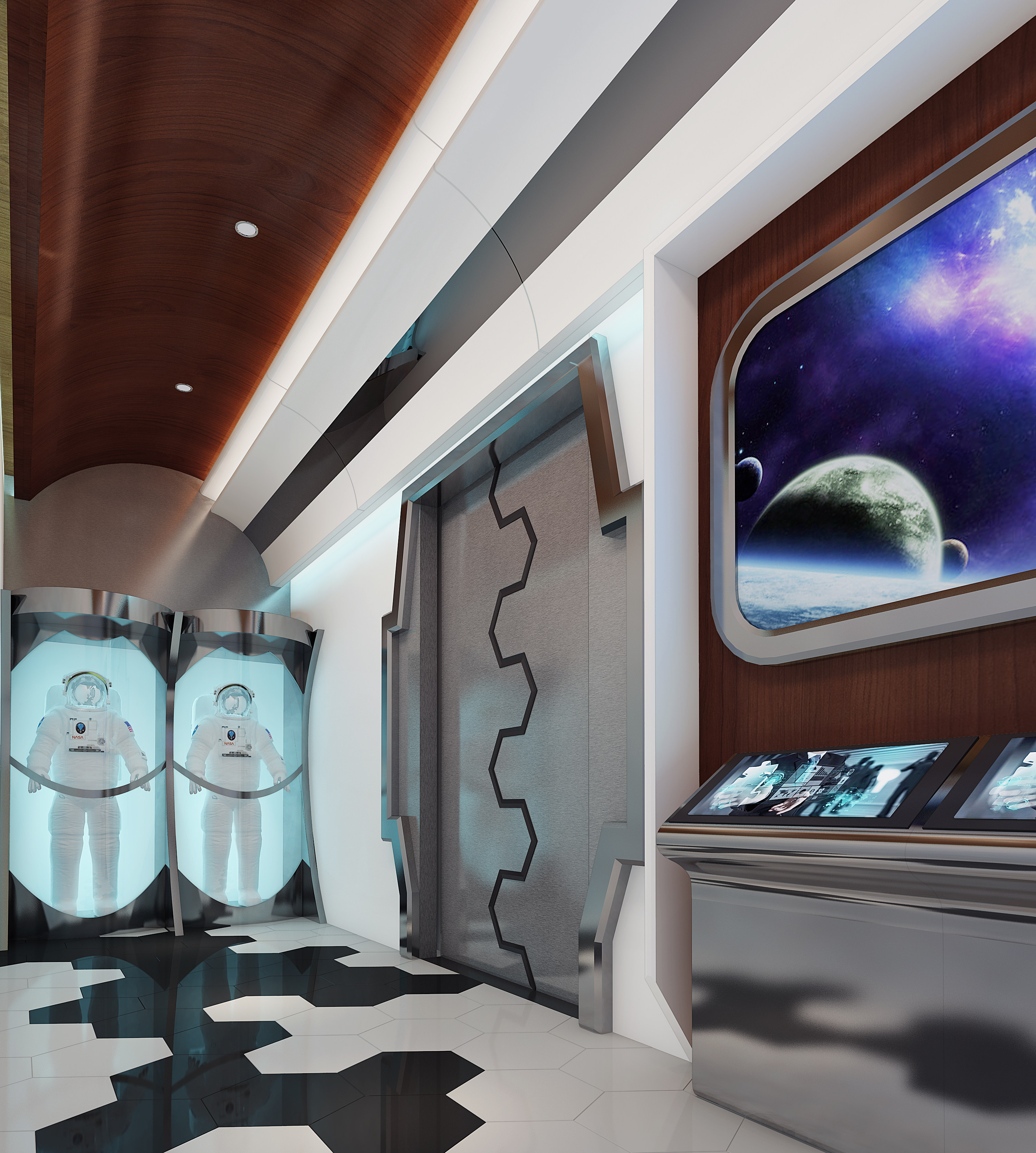 现代飞船太空舱展厅3d模型下载
